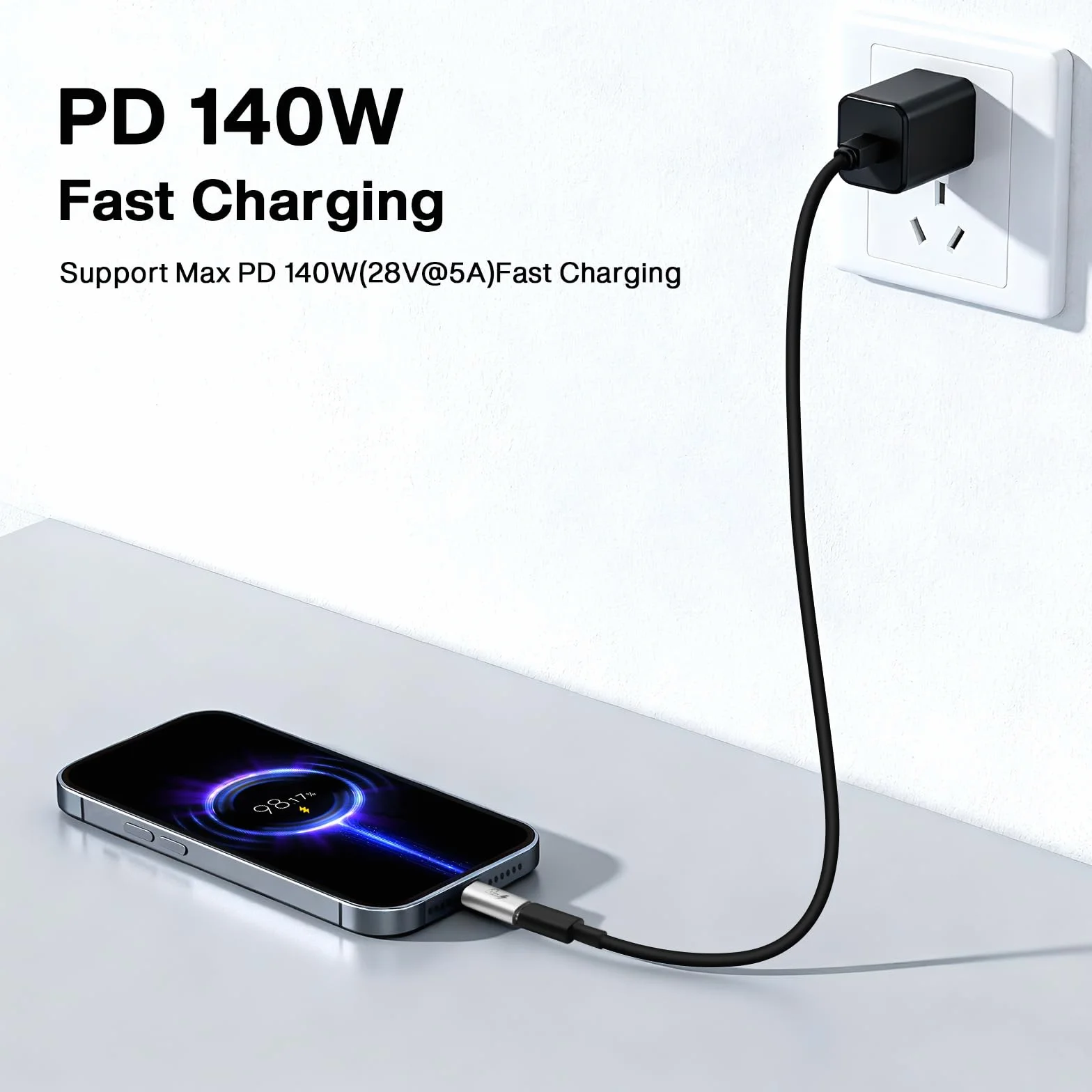 Blokada danych USB-C do C Anti Juice Jacking, tylko do ładowania, PD 140 W, srebrny, 2 szt.