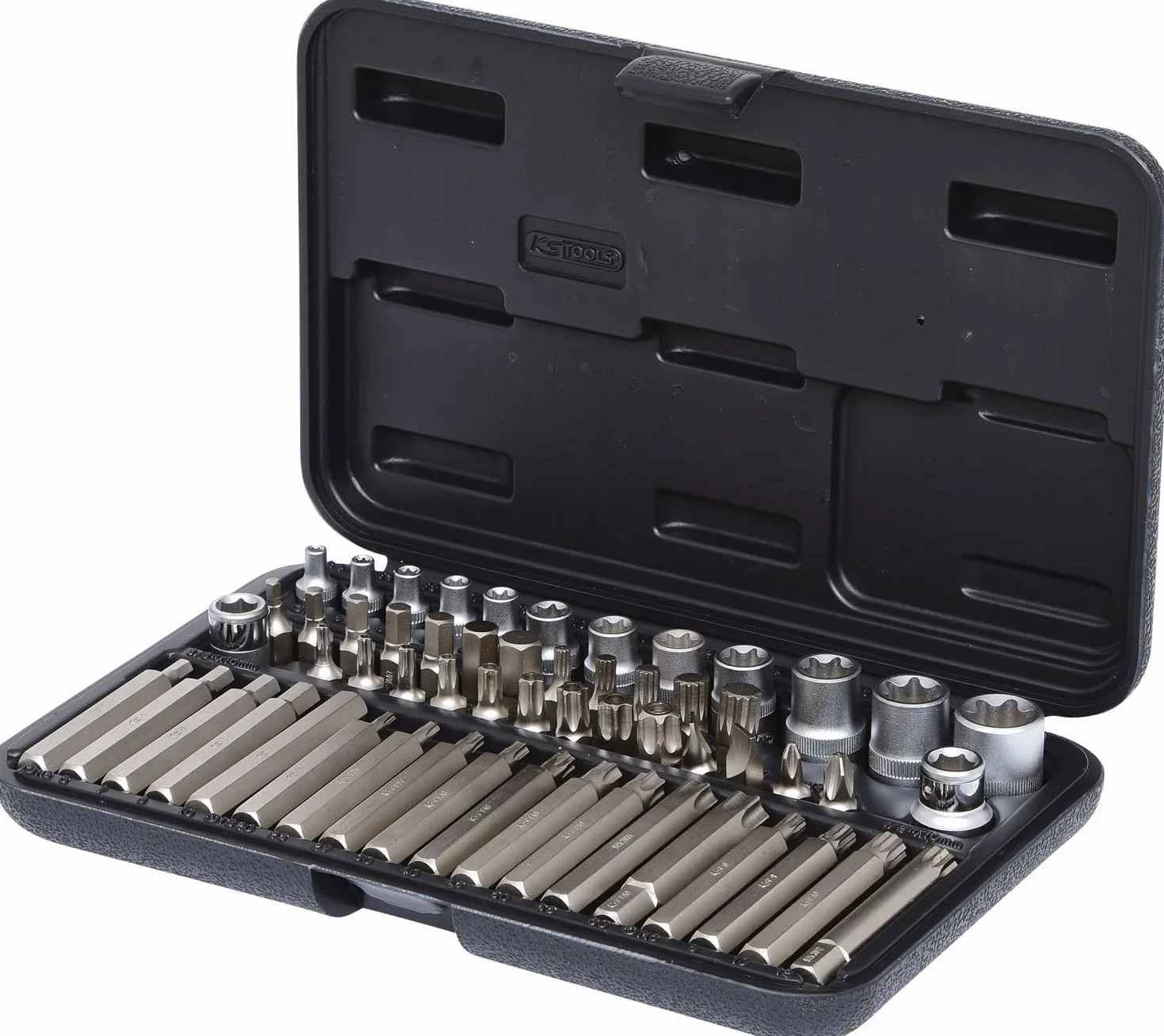 KS Tools 911.4305 1/4"+3/8"+1/2" Zestaw kluczy nasadowych Torx i bitów, 57-szt
