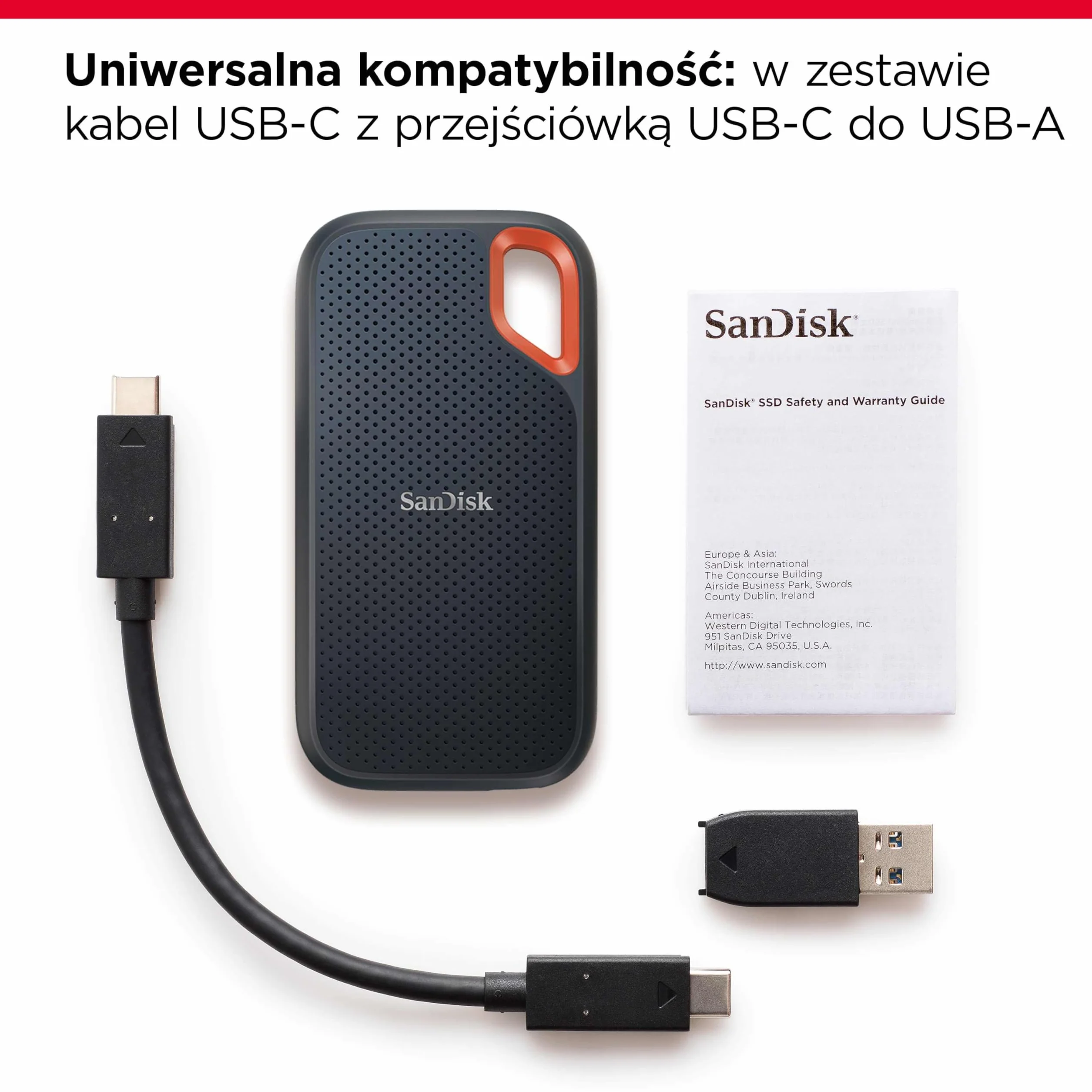 SanDisk Extreme 8TB Przenośny dysk SSD NVMe 1050MB/s odczyt 1000MB/s zapis IP65