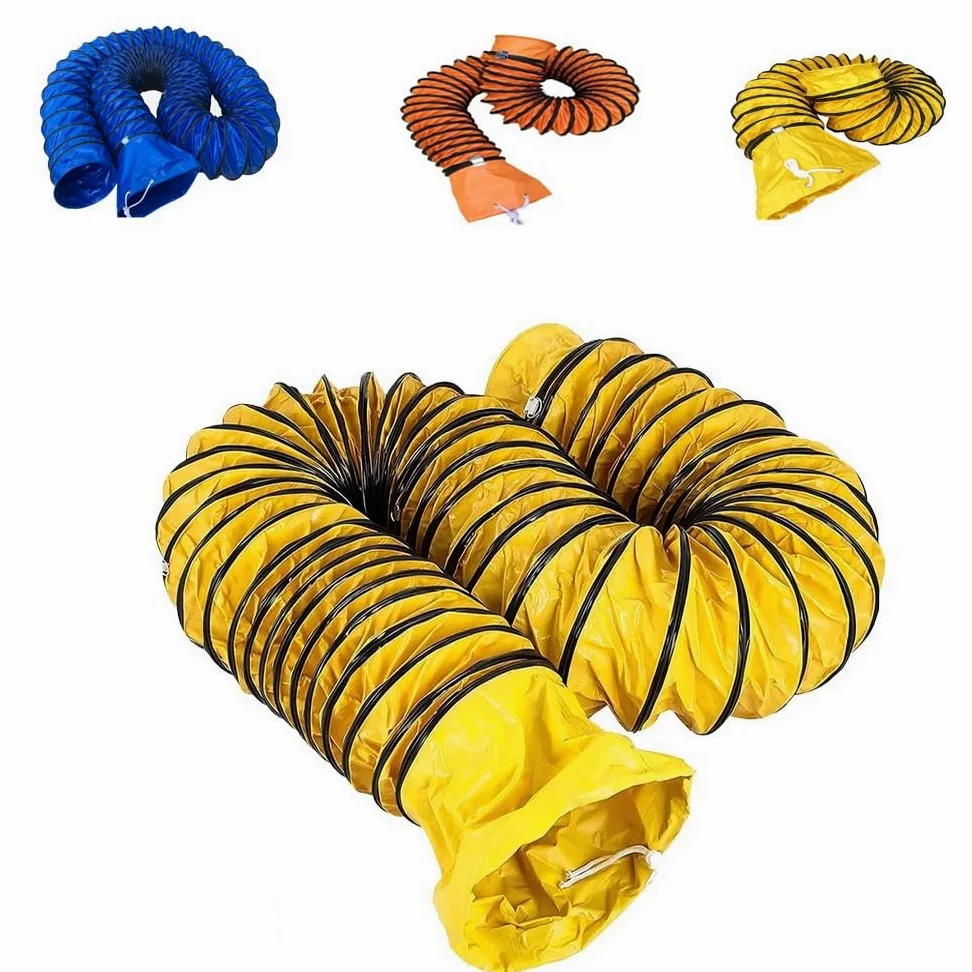 Elastyczny wąż kanałowy PVC 497 m z pierścieniem Dring i regulowaną liną 15 cm 40 cm kanał powietrzny do wentylacji, chowany żółty wąż kanałowy, idealny do użytku domowego i przemysłowego