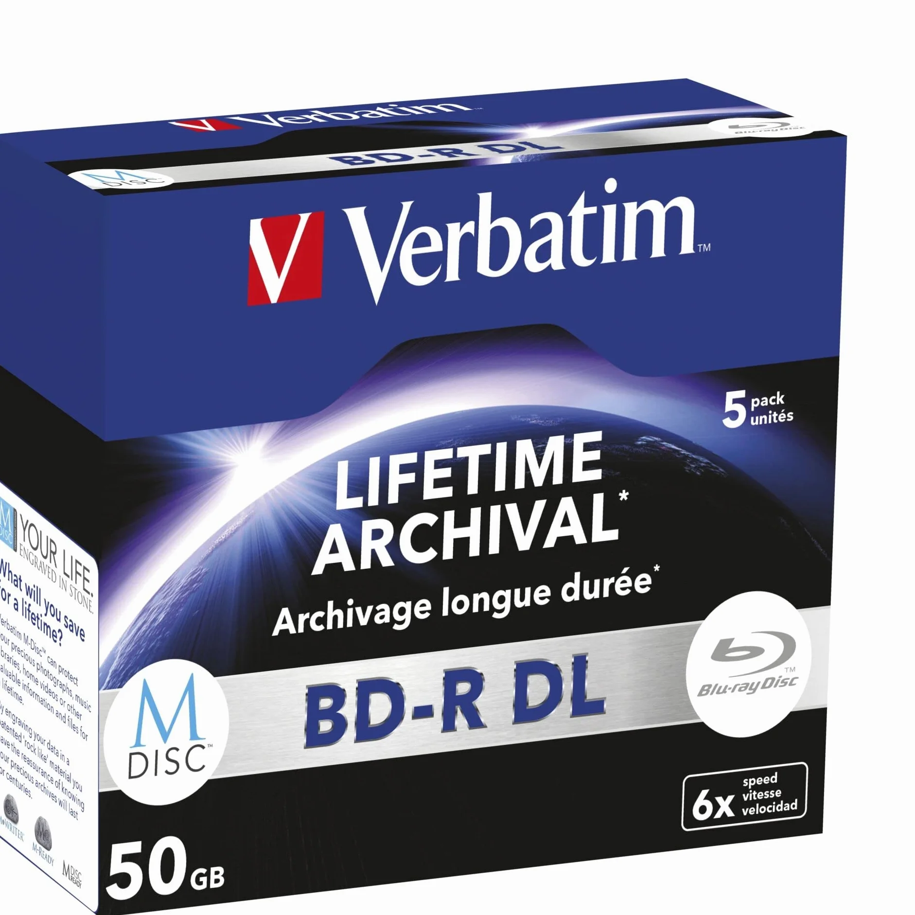 Verbatim M-Disc BD-R Blu-Ray 50GB 6X Speed Jewel Case