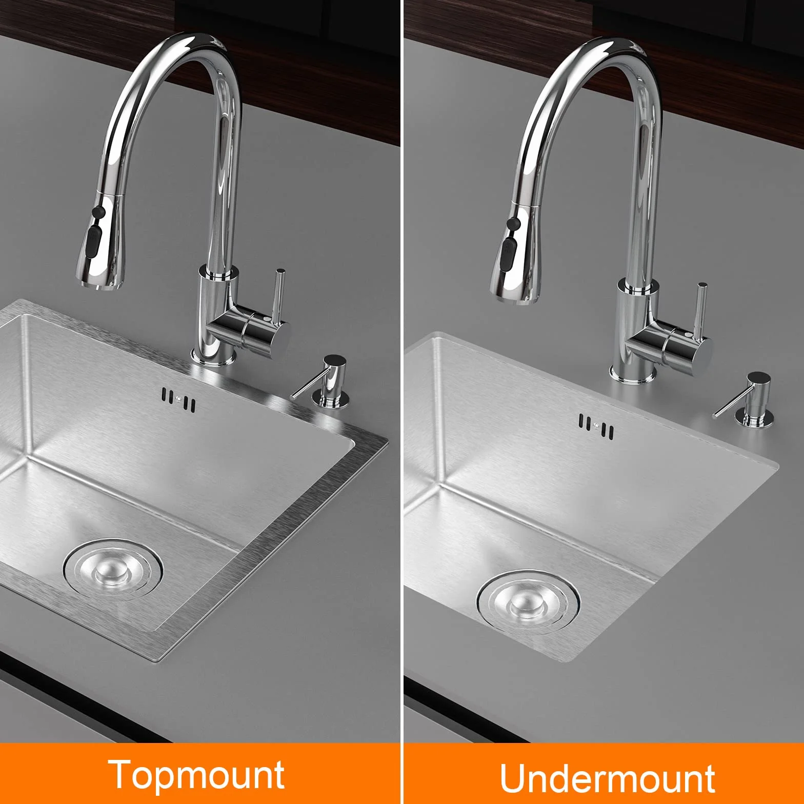 Ibergrif M85043 Zlewozmywak kuchenny ze stali nierdzewnej 50x43 cm Undermount Topmount pojedyncza miska