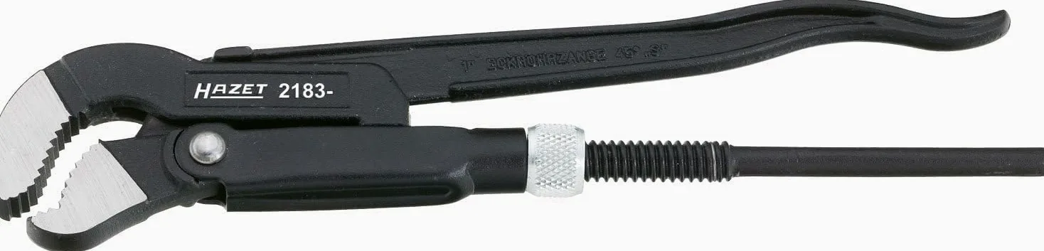 HAZET 2183-2 I z 3-punktowym zaciskiem I kuta konstrukcja I szczęka w kształcie litery S, kąt 45stopni I klucz do rur z zakresem zacisku 65 mm