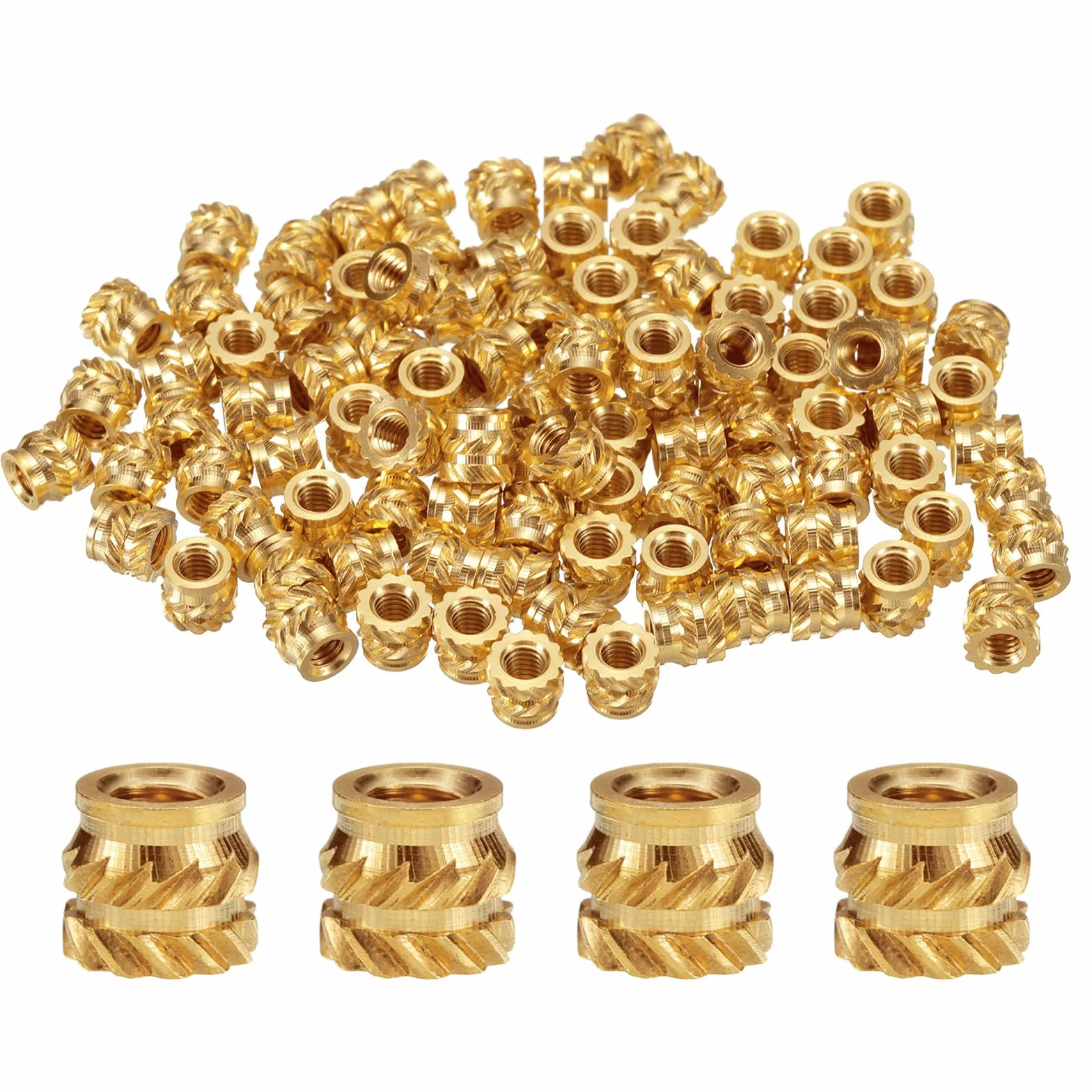 QUARKZMAN 50 szt. M2,5 mosiężne wkładki termiczne M2,5 x 4 mm, od 4,5 mm radełkowane nakrętki wkładkowe, druk 3D, mosiężne nakrętki gwintowane, nakrętki żeńskie, nakrętki gwintowane, nakrętki żeńskie,