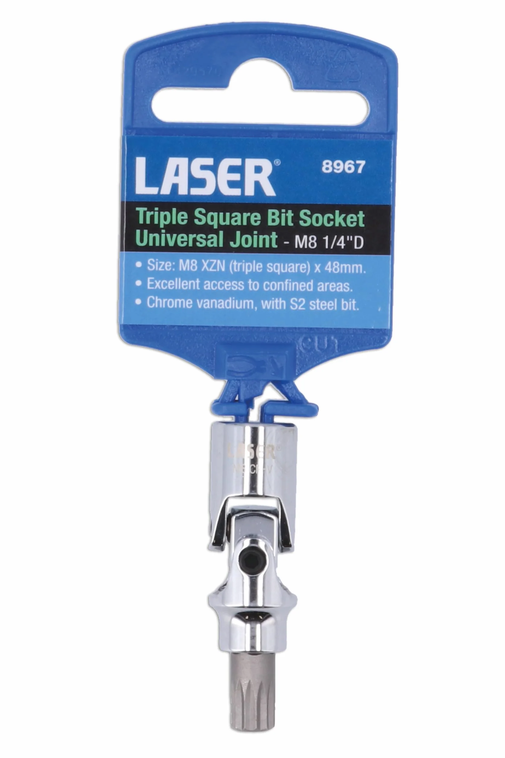 Laser 8967 Potrójne kwadratowe uniwersalne gniazdo bitowe M8 1/10.2 cm D