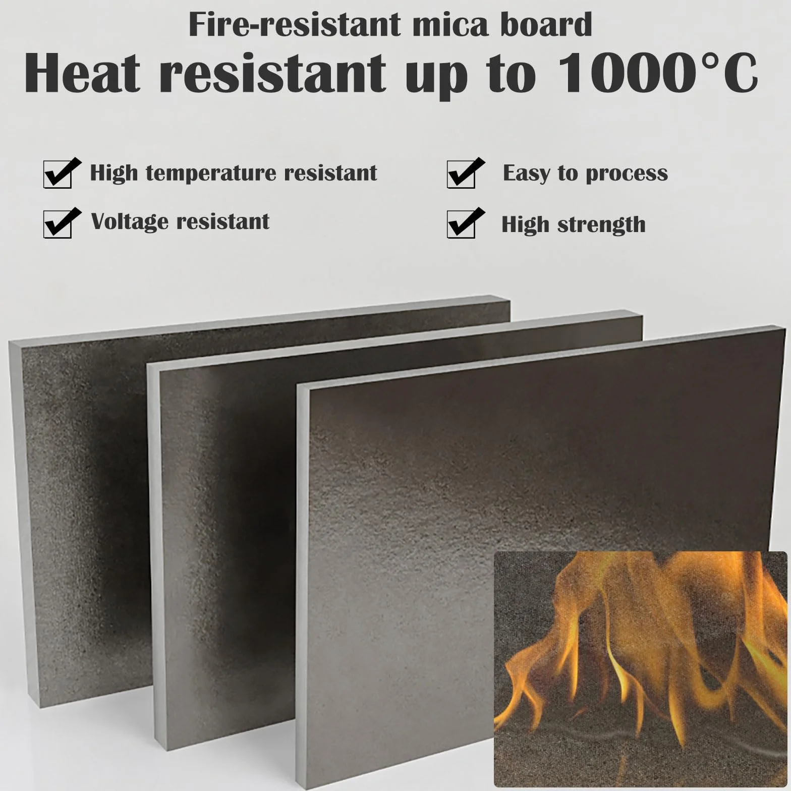 10mm arkusz miki 1000°C żaroodporny ognioodporny do piekarnika kuchenka mikrofalowa elektryczny DIY przemysłowy(500mm*500mm)
