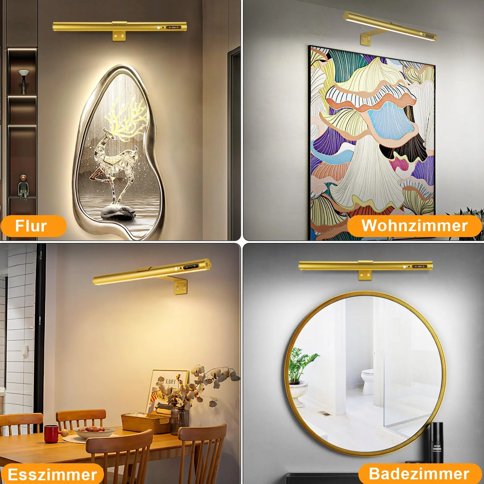 ENCOFT Bezprzewodowa lampa do darta, 5000 mAh, 40 cm, oświetlenie obrazu, akumulator z czujnikiem ruchu, lampa ścienna, możliwość ściemniania, 3 temperatury barwowe, oświetlenie rzutek z pilotem