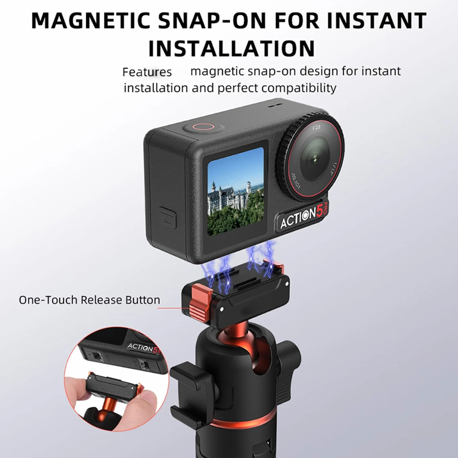 Statyw do szybkiego zwalniania DJI Osmo Action 4/5 Pro, wysuwany kij do selfie z montażem zimnej stopki