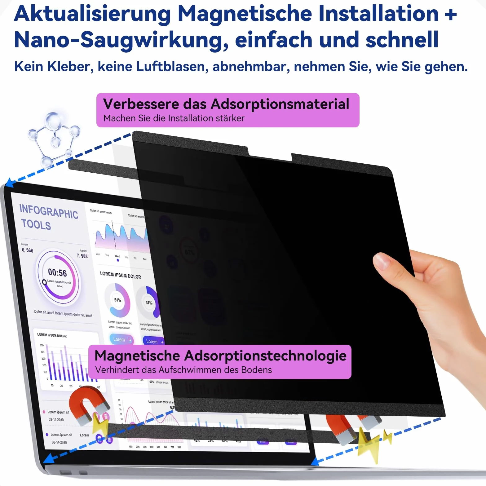 Magnetyczny filtr prywatyzujący do Microsoft Surface Laptop Studio 14,4", antyodblaskowy, ochrona prywatności