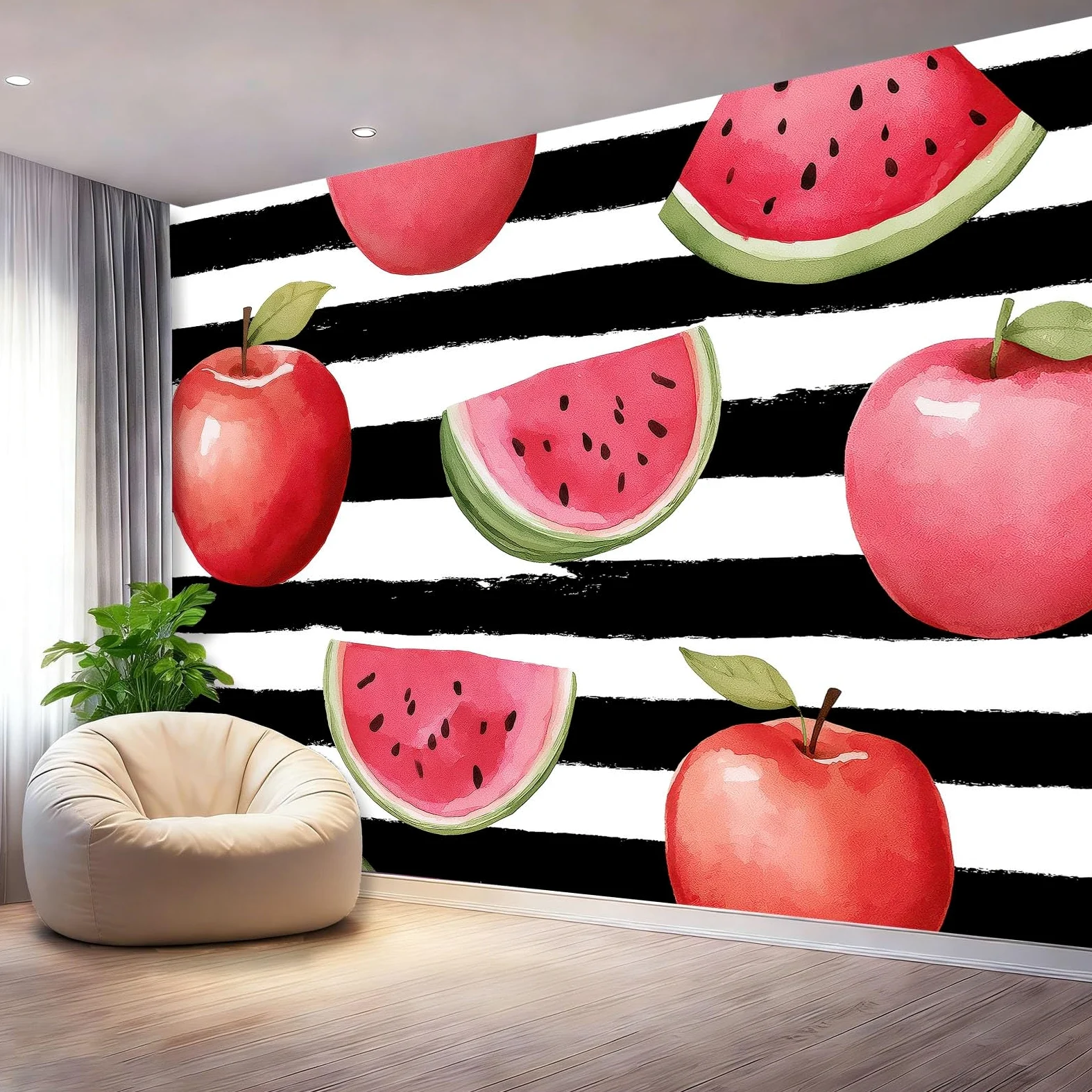 Fototapeta 350 x 256 cm ściany dekoracja salonu projekt rośliny owoce arbuz do sypialni salonu tapeta z włókniny, czerwony