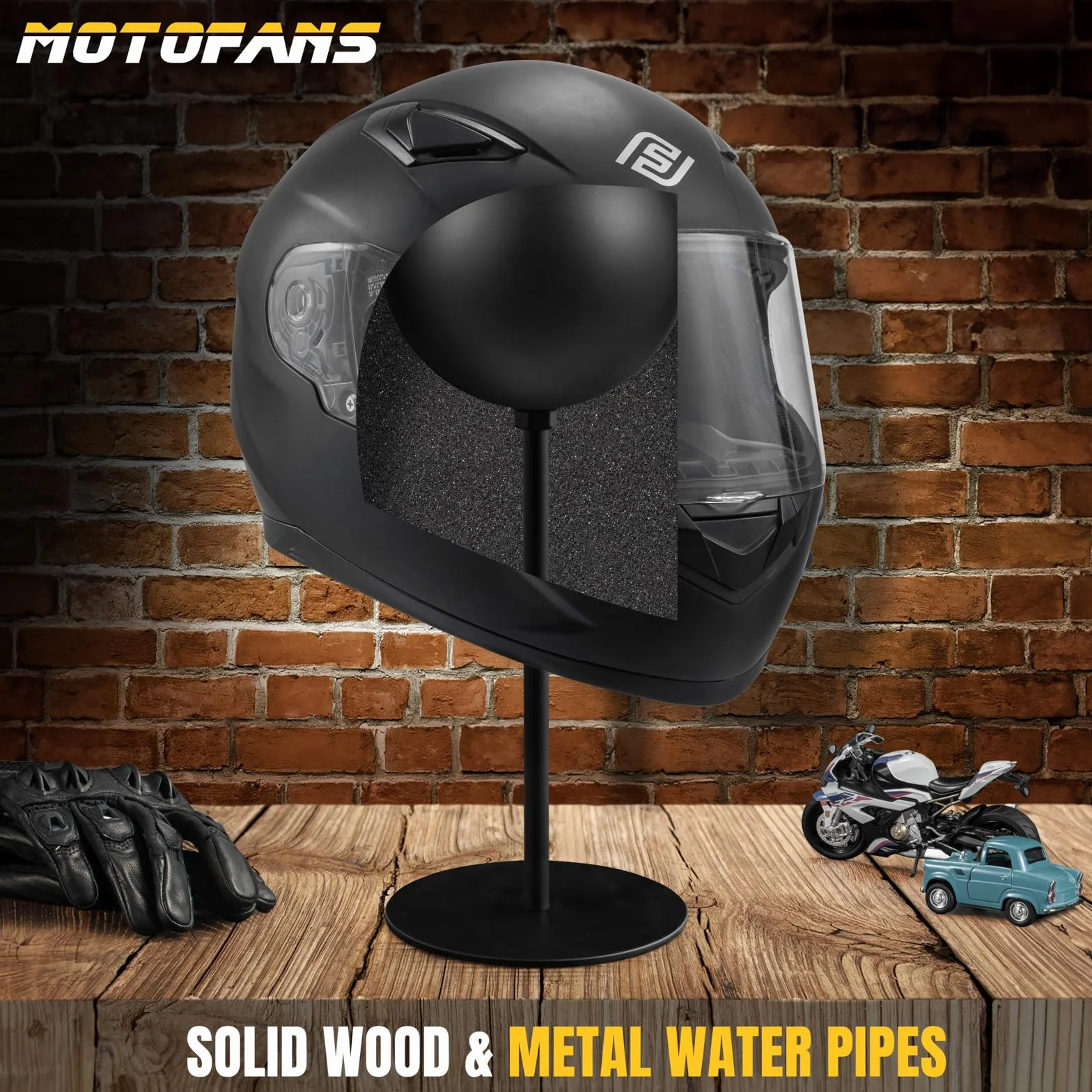 Helmständer aus Metall, drehbarer Metallständer, Schreibtischaufhänger für Motorradhelme, Mützen, Rugby-Helm (2)