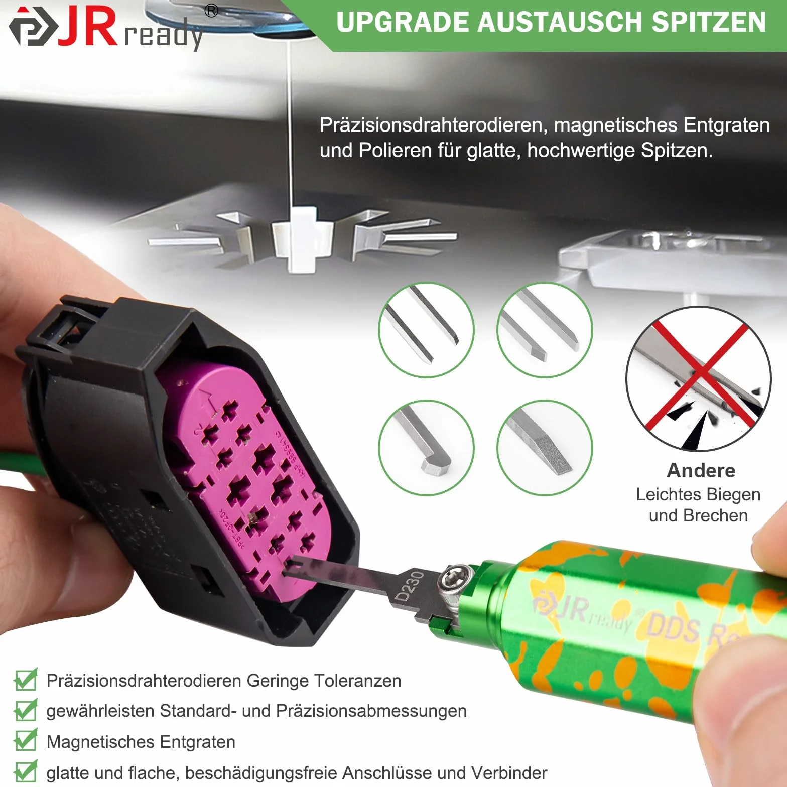 JRready ST5352-02 narzędzie do odblokowywania, ulepszone narzędzie do usuwania zacisków z 1 uchwytem do przechowywania i 26 końcówkami do wymiany, narzędzie do usuwania pinów, zestaw wtyczek