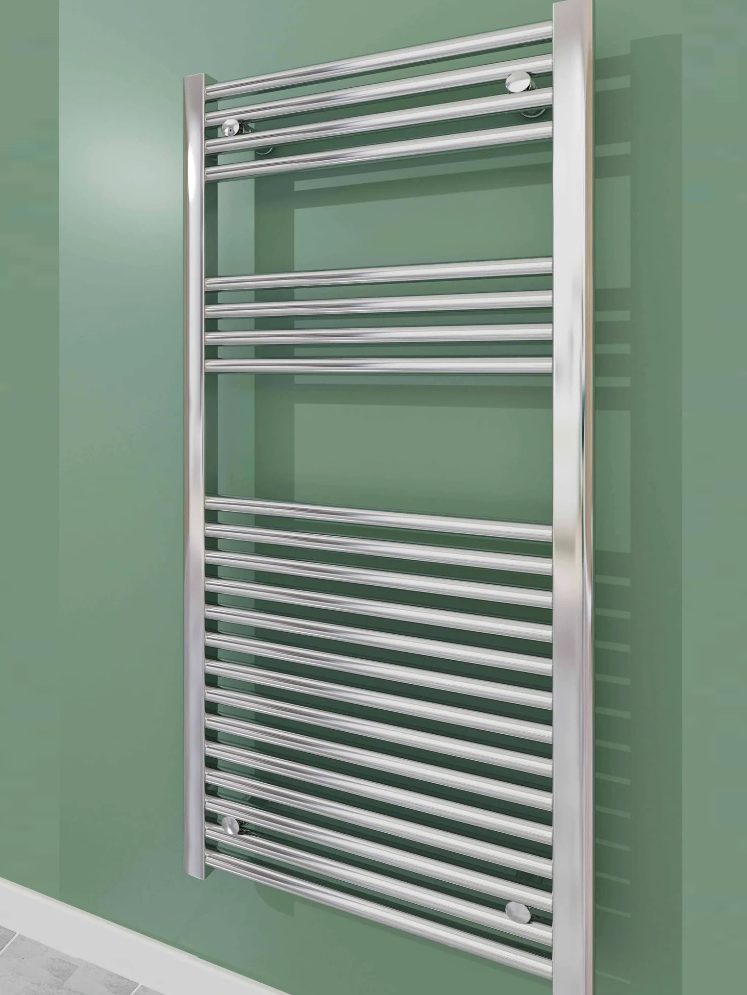 Grzejnik łazienkowy LIDYA chrom 1200 x 500 mm. Proste przyłącze standardowe suszarki do rąk