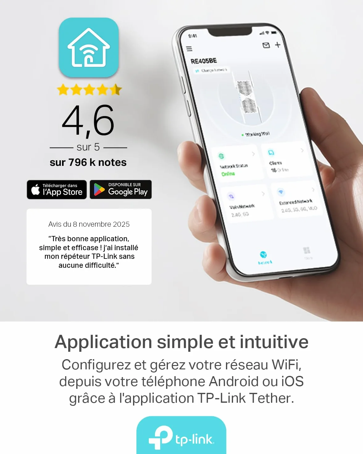 TP-Link RE405BE BE6500 Przedłużacz sygnału Wi-Fi 7 Dual Band 6,5 Gb/s 2,5 GbE EasyMesh