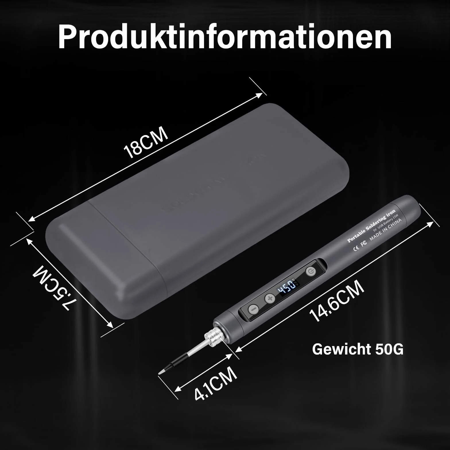 Bezprzewodowy przenośny zestaw lutownic ze stojakiem, lutownica USB z LCD, regulowana temperatura 180-450°C, 3 końcówki lutownicze, do naprawy płytek drukowanych, naprawy spawania, szara