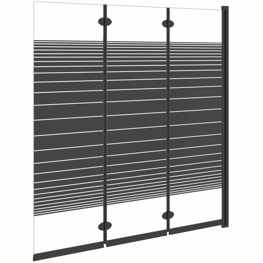 Składana ścianka wanny, 3-częściowa, szkło bezpieczne ESG, 130 x 130 cm, czarna rama aluminiowa, oszczędność miejsca, nowoczesna kabina prysznicowa, ochrona przed pryskaniem