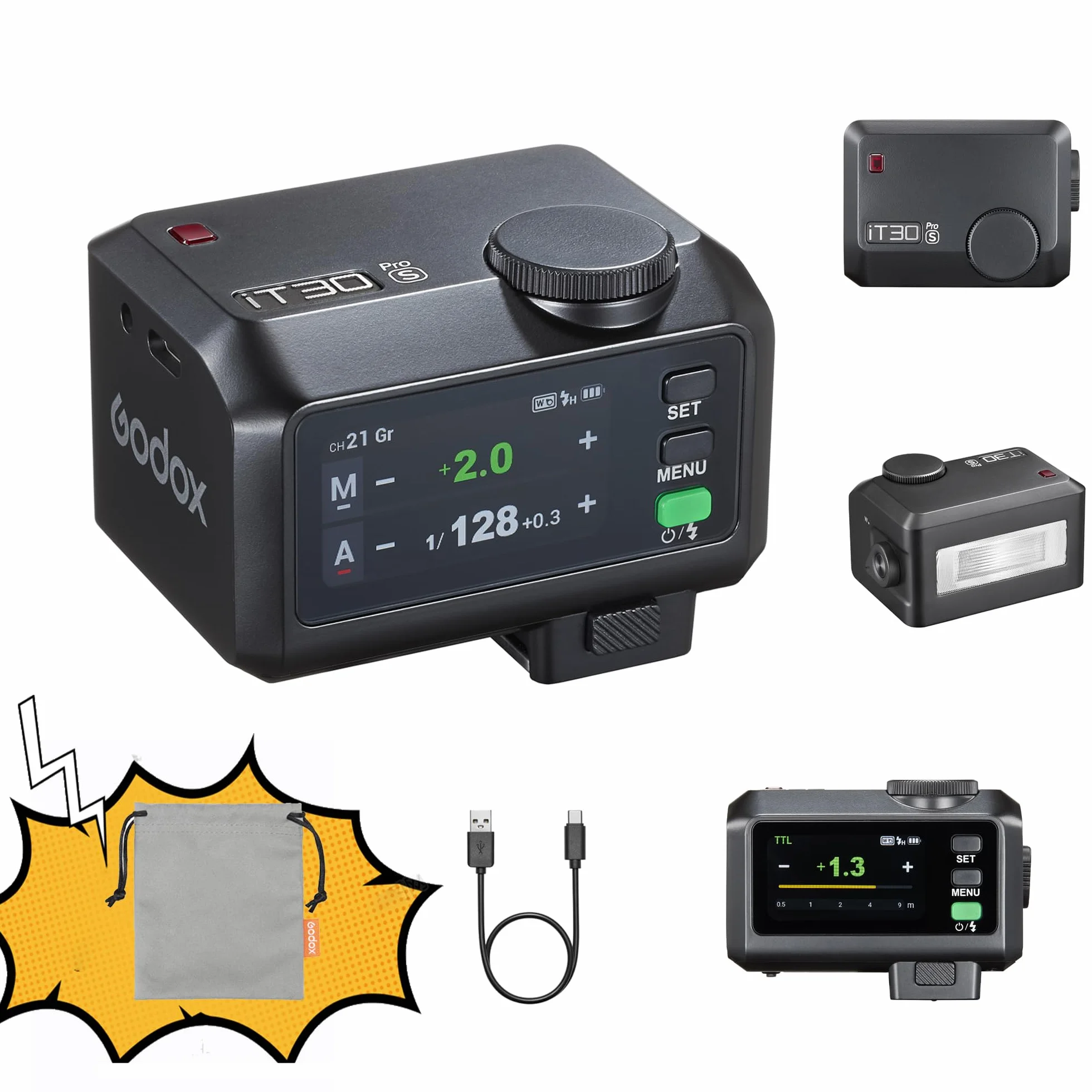 GODOX iT30Pro C TTL lampa błyskowa 2,4 GHz HSS GN15 z ekranem dotykowym do Canon
