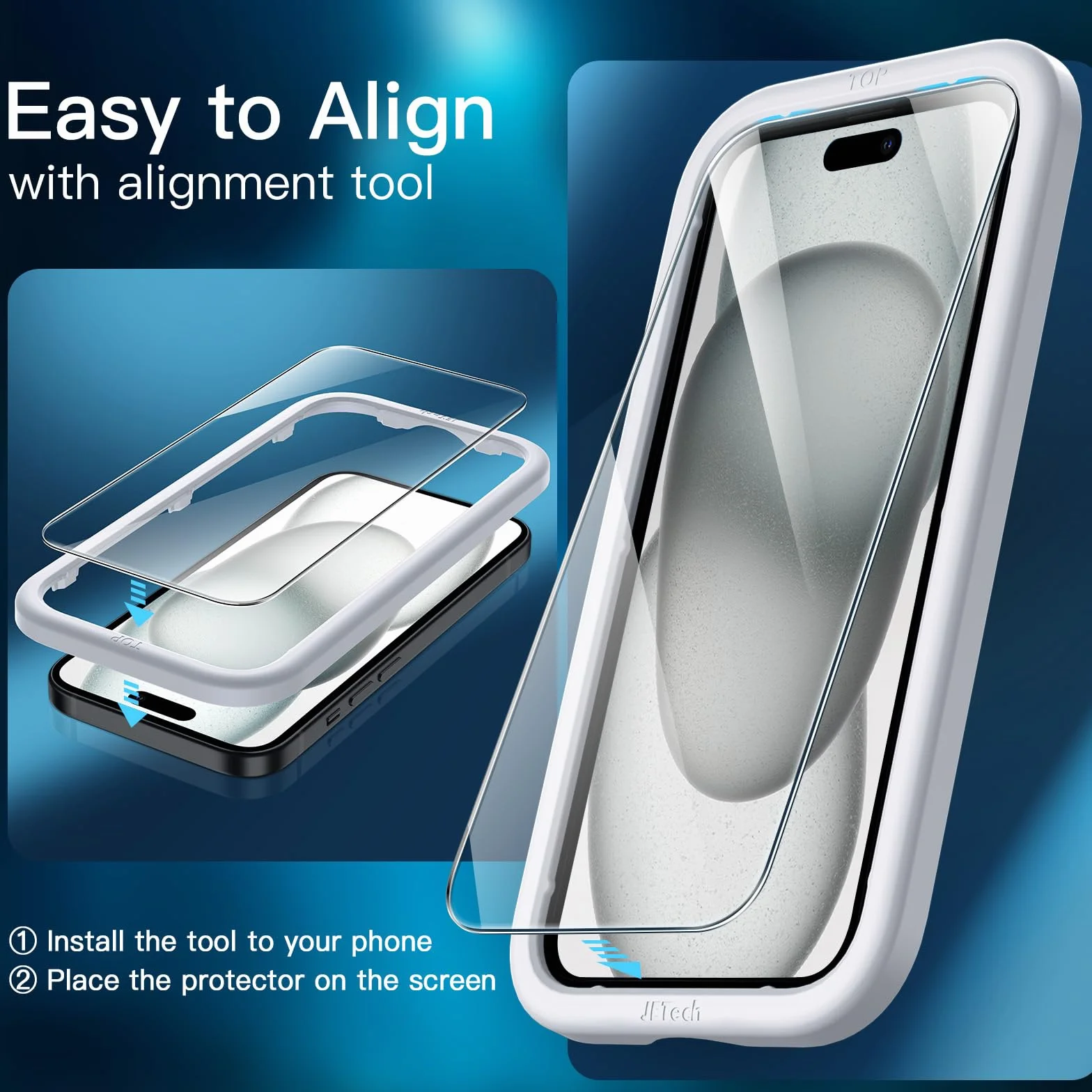 JETech Etui Magnetyczne 3 w 1 iPhone 15 6,1 Cala Szkło Hartowane MagSafe Czarny