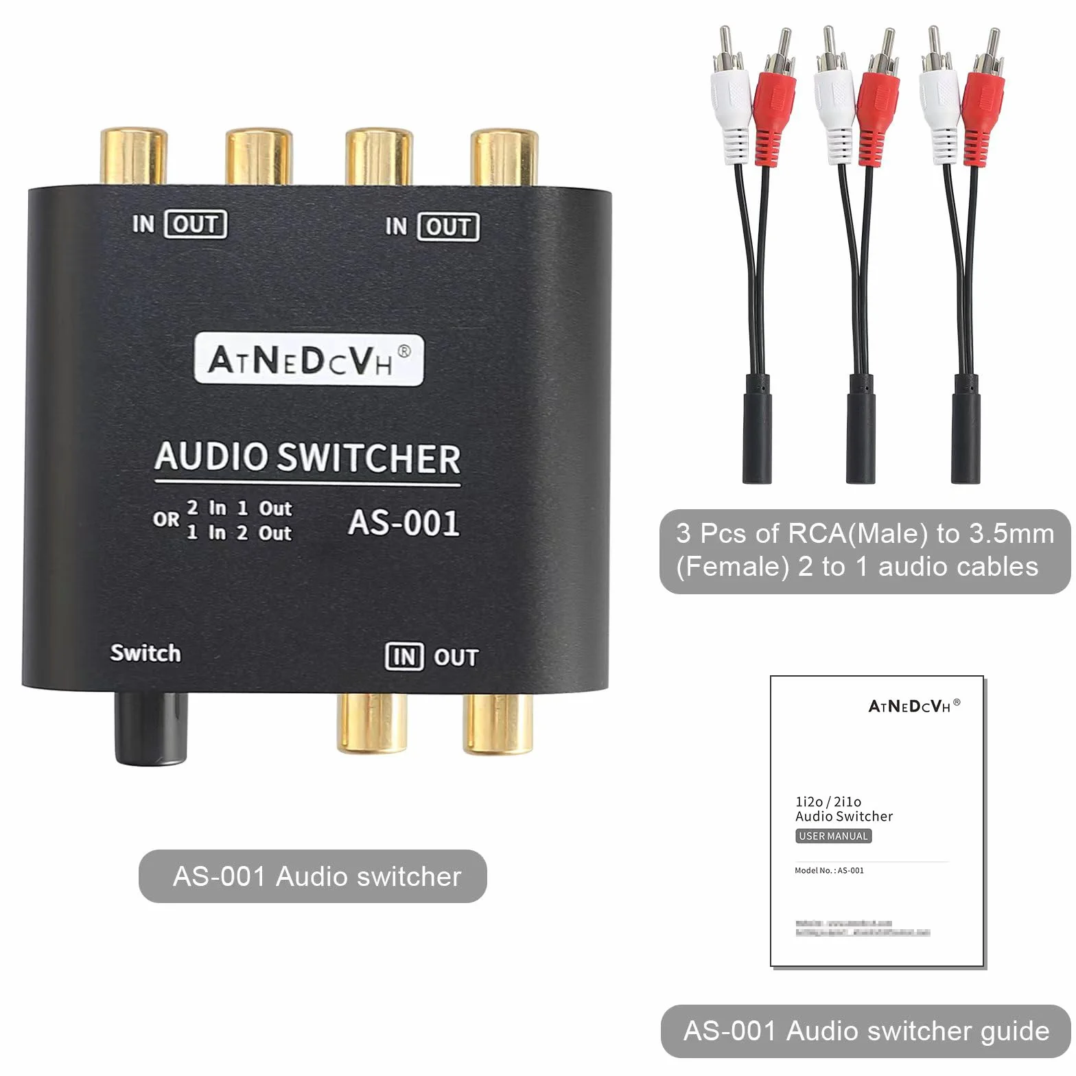 Dwukierunkowy przełącznik audio RCA 3,5 mm 2-drożny stereofoniczny L/R