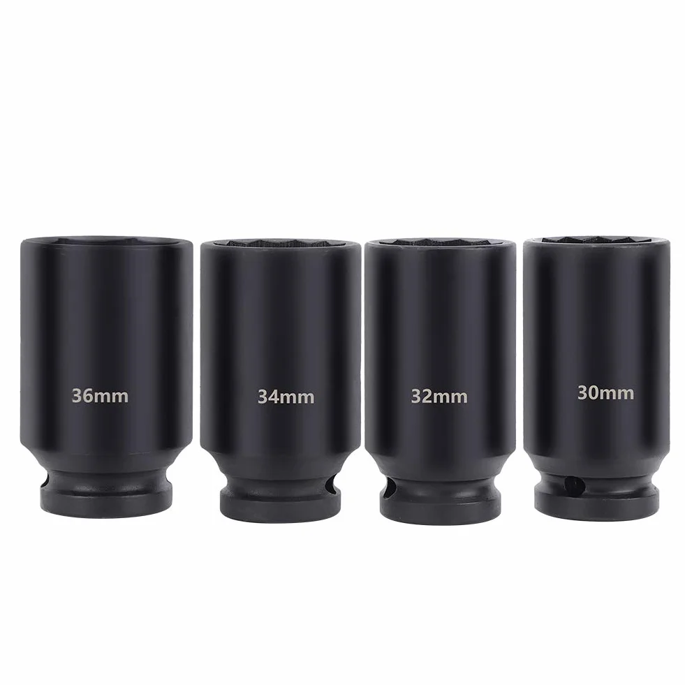 Generic Wysokiej Jakości 4 szt. Nasadka Udarowa, Stal Chromowo-molibdenowa, Profesjonalne Zastosowanie dla Mechaniki Domowej, Podwójne Rozmiary Sześciokątne 30 Mm-36 Mm