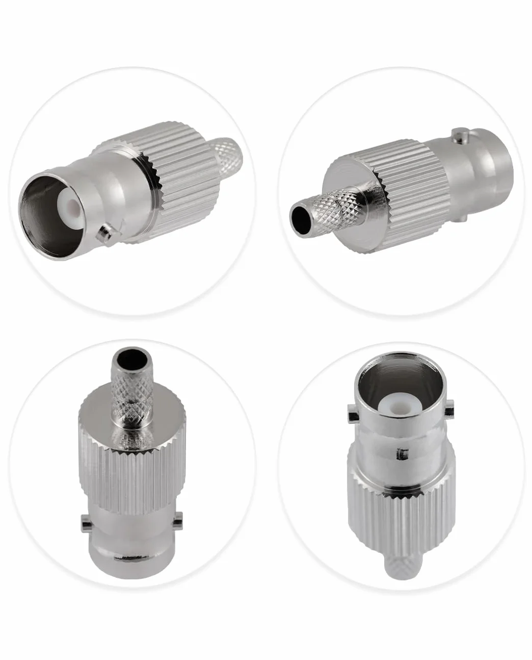 Vecys 10 PCS BNC Żeński Złącze 50 Ohm Złącze Zaciskane dla RG58 RG142 RG400 VLMR195 RF Koncentryczny Kabel