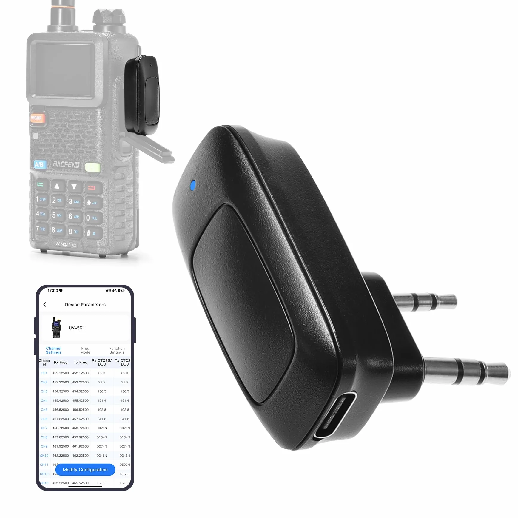 BAOFENG A1D bezprzewodowy adapter programowania do UV-5R, GT-5R Mini, UV-5RM Plus, BF-888S, K5 Plus, UV-32