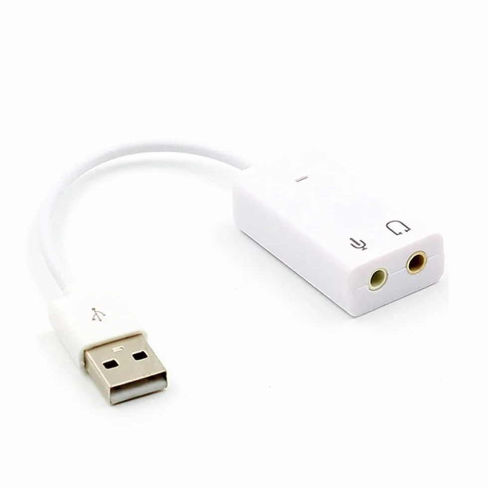 Adapter karty dźwiękowej audio USB 2.0 do PC z jack 3,5 mm, biały