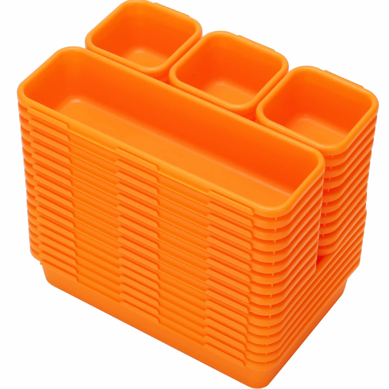 Zestaw 42 pudełek na narzędzia, ścianka działowa na narzędzia do szafy, stołu biurowego, szuflady, organizowania i przechowywania sprzętu, części, śrub, nakrętek, małych narzędzi (pomarańczowe)