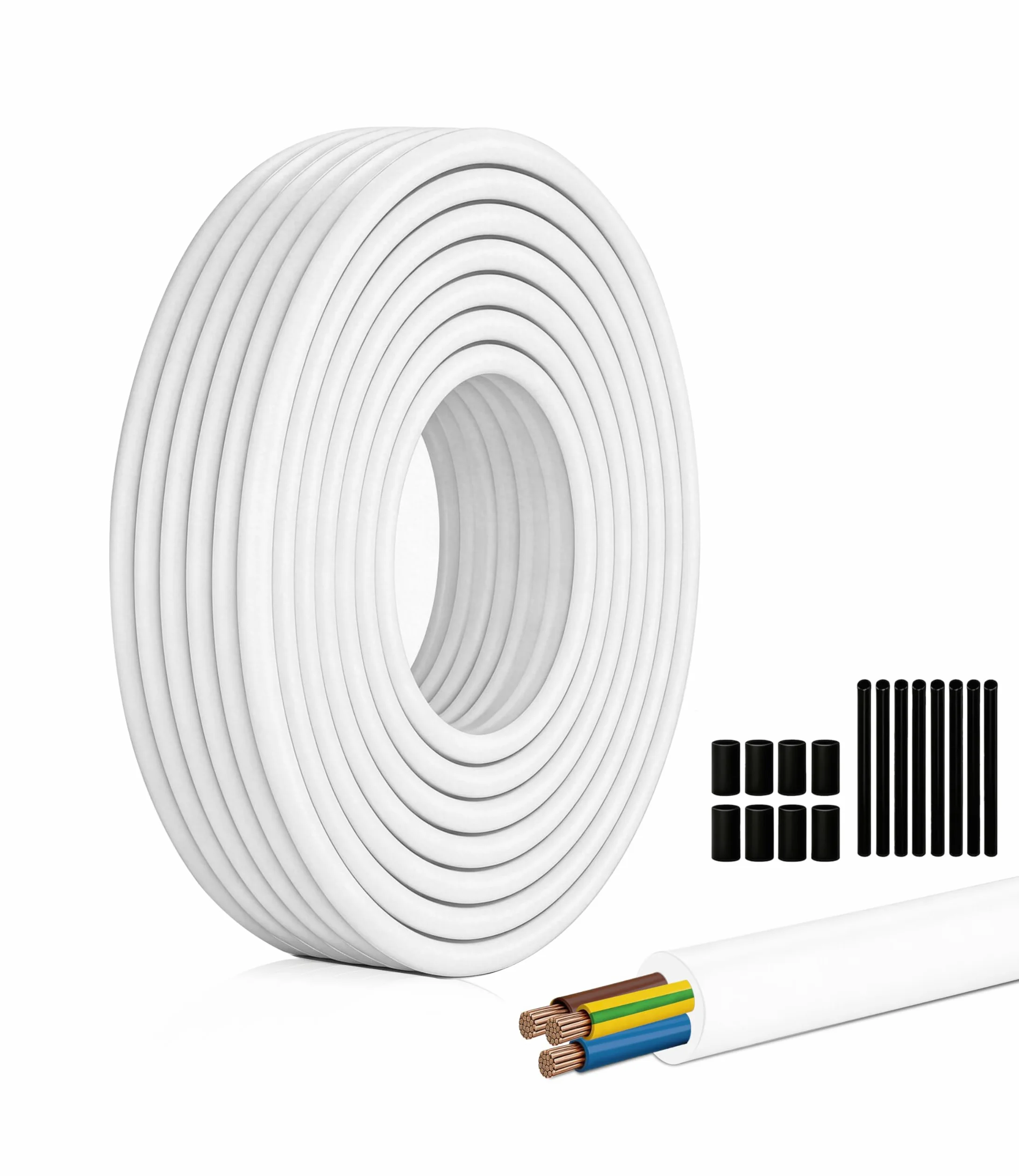 Kabel PVC H05VV-F 3 Gx2,5mm² 20 metrów - wielożyłowy drut miedziany - do profesjonalnego użytku i intensywnego majsterkowania - Napięcie 300/500V - rolka