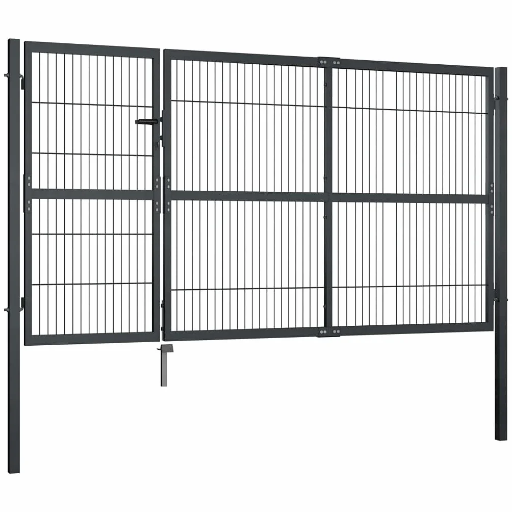 vidaXL Brama ogrodzeniowa ze słupkami, stal, 350 x 140 cm, antracytowa
