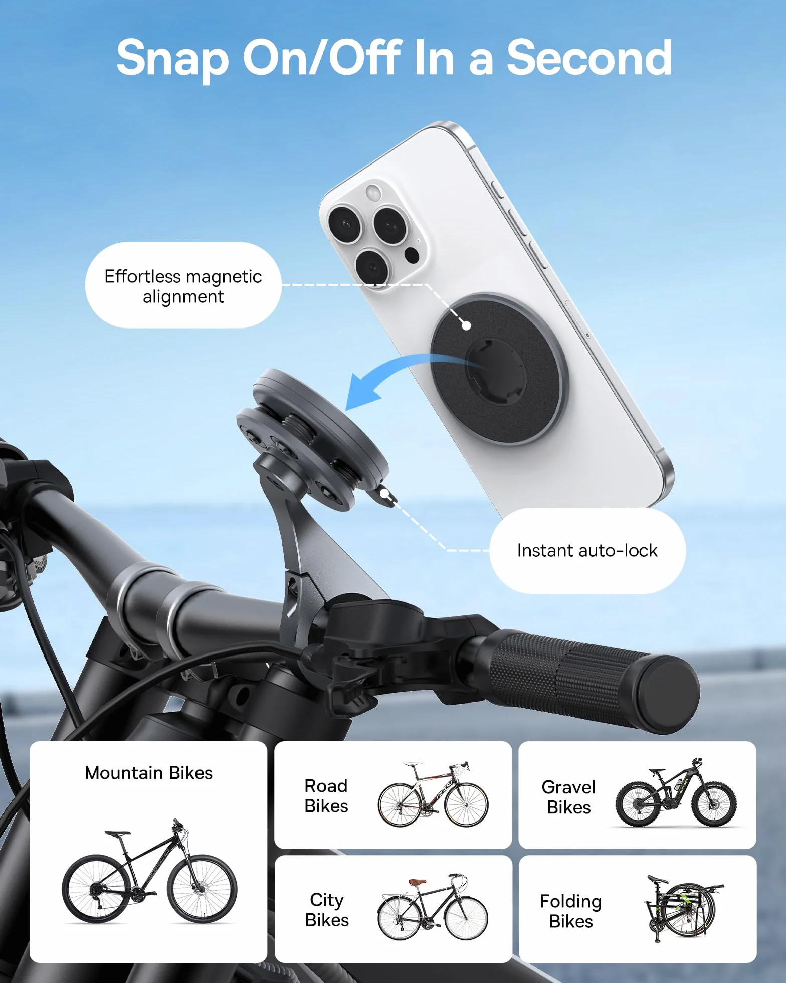 Baseus PrimeTrip VB1 Uchwyt na kierownicę rowerową do iPhone 16 15 14 13 Pro Max Plus Samsung