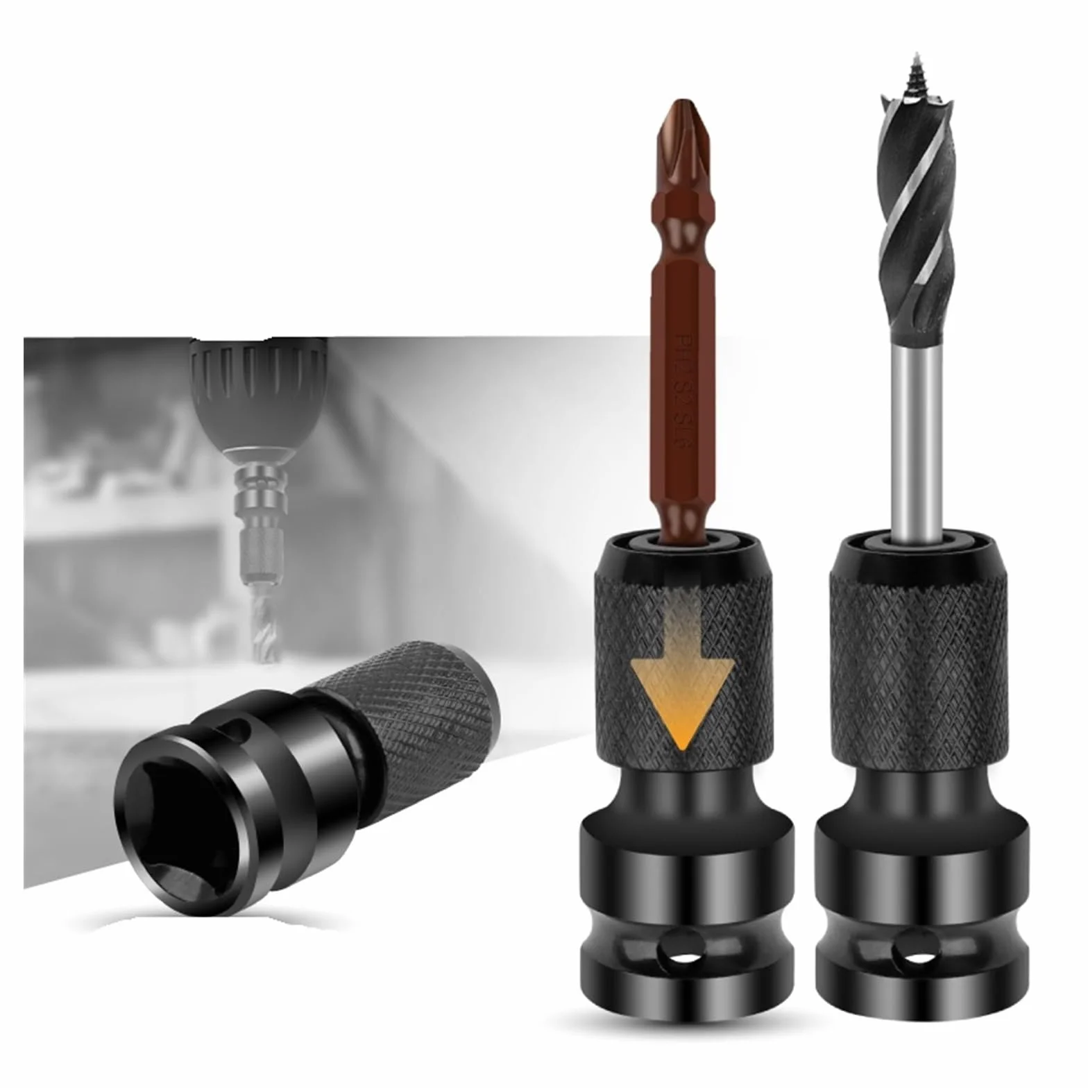 Klucz do adapterów nasadowych Klucz nasadowy ze stali chromowo-wanadowej Adapter nasadowy udarowe Wiertła przedłużające Wiertła z napędem prętowym Konwerter Narzędzie udarowe (Color : 11 PCS tool set