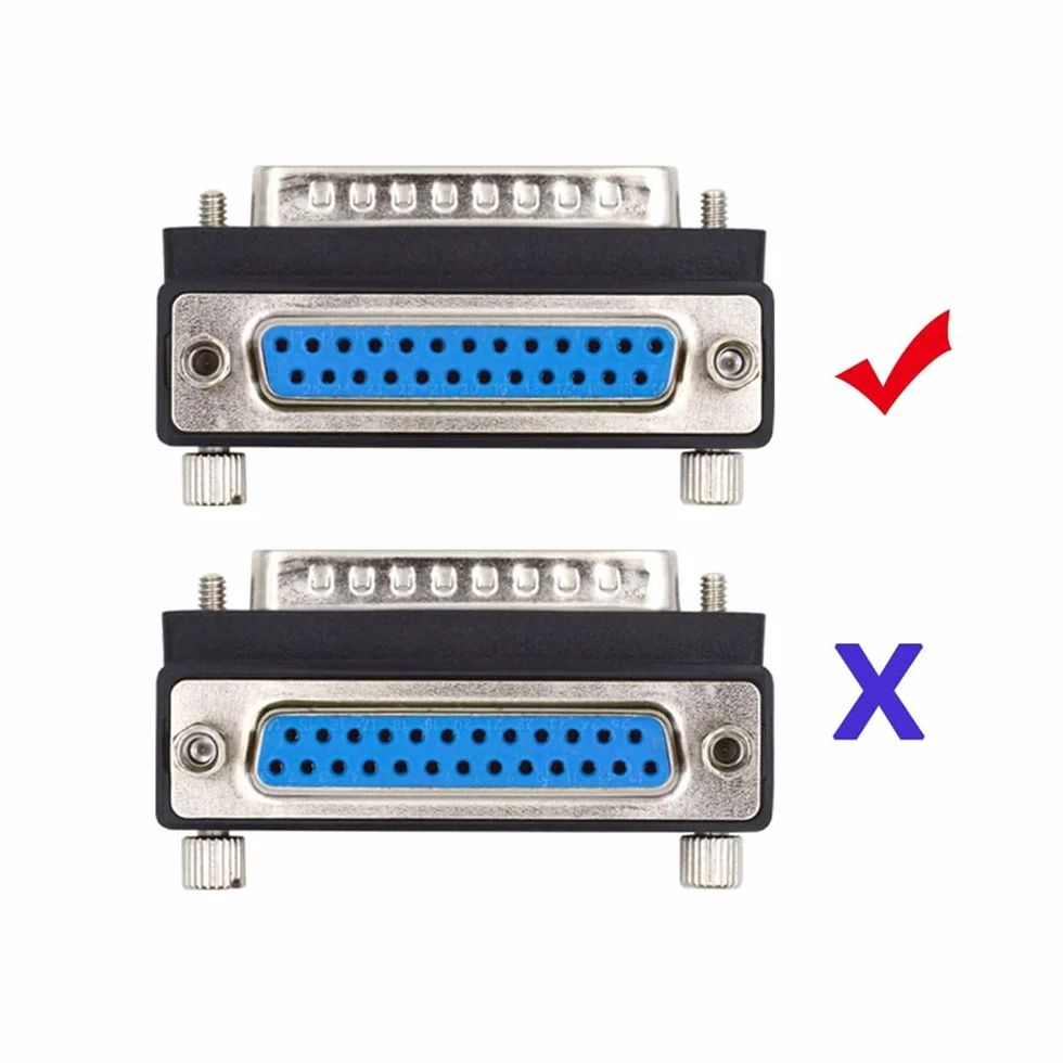 DB25pin męski nakrętka do żeńska śruba przedłużacz adapter LPT AES/EBU 90 stopni