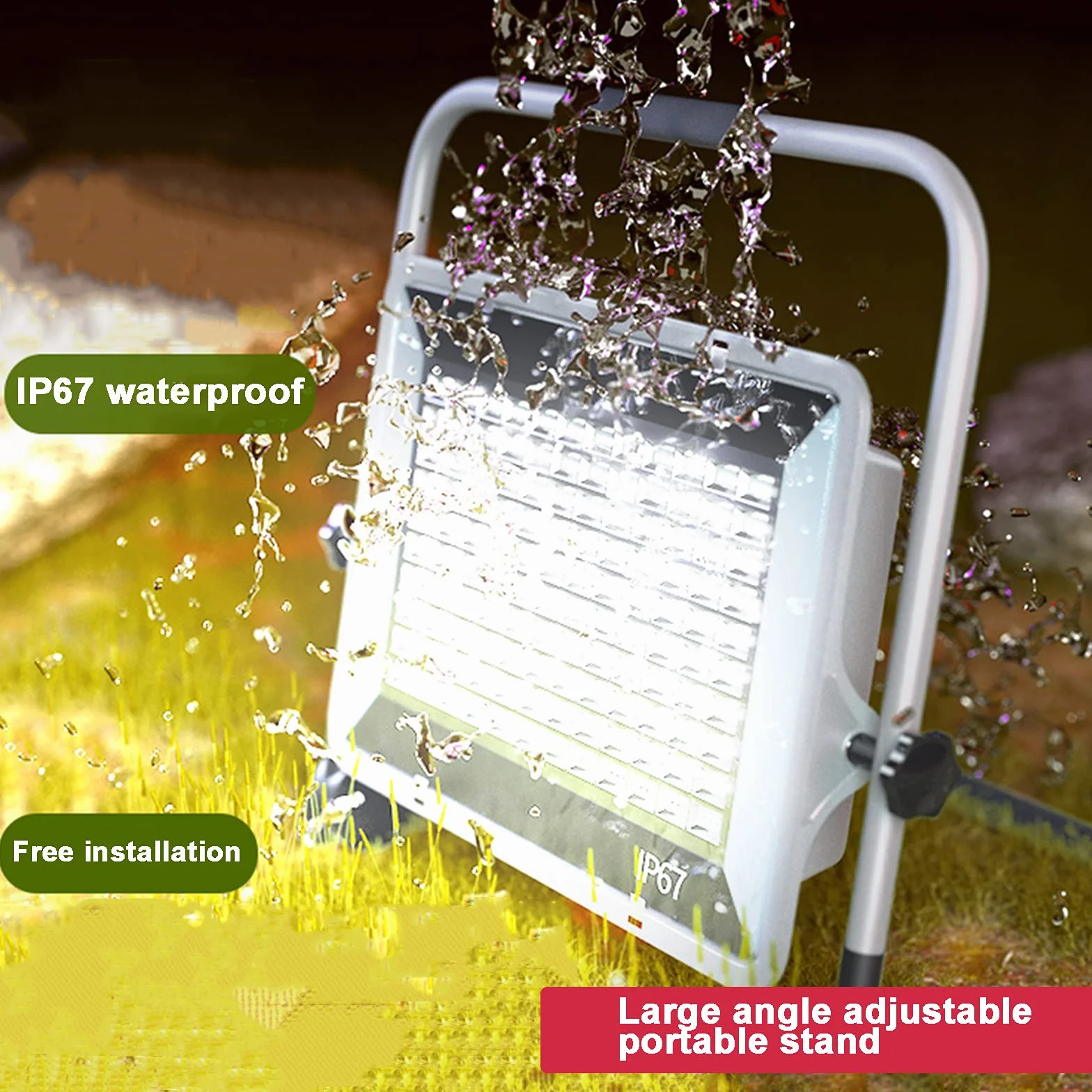Lampy solarne zewnętrzne, IP67 Kinkiety 6000K LED Spot Ogród Garaż Podwórko Parking Oświetlenie robocze magazynu(1000W)