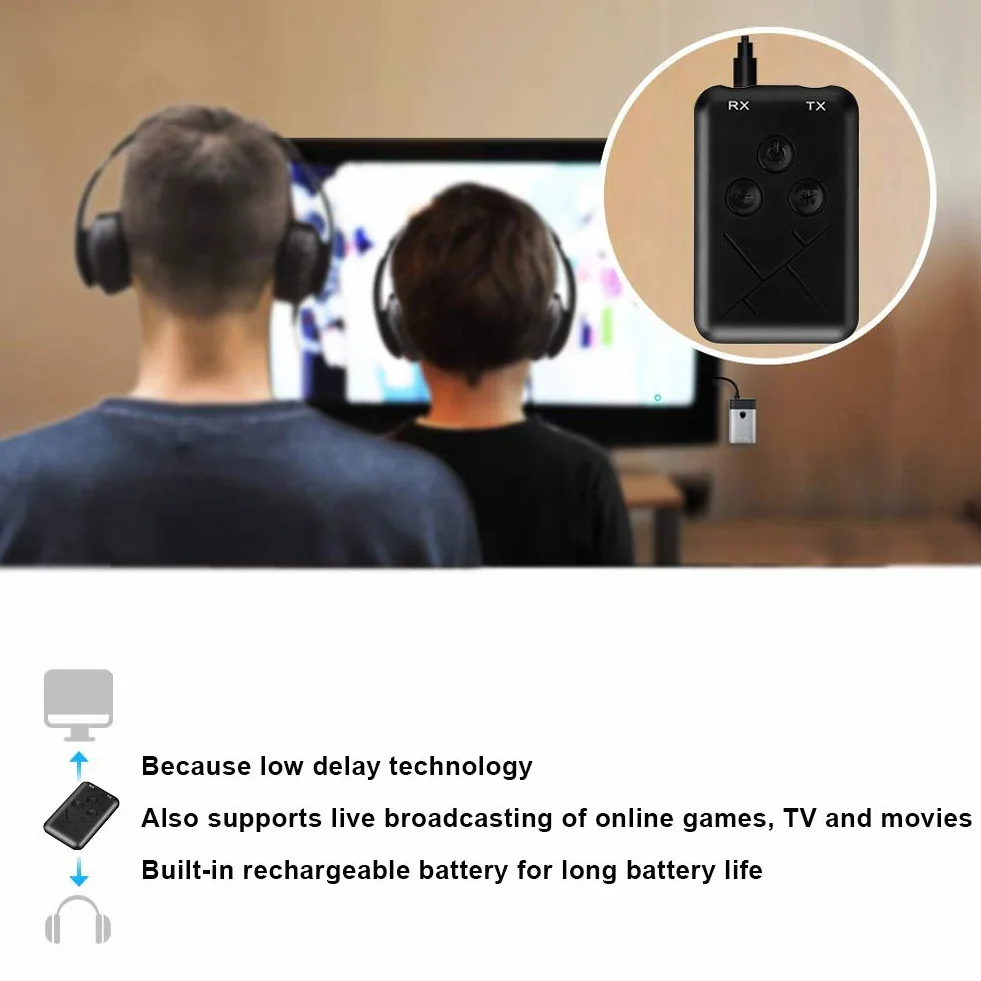 Annadue Odbiornik Bluetooth 2 w 1, designerski odbiornik radiowy, adapter Bluetooth, różne urządzenia audio, słuchawki Bluetooth MP3 do telewizora