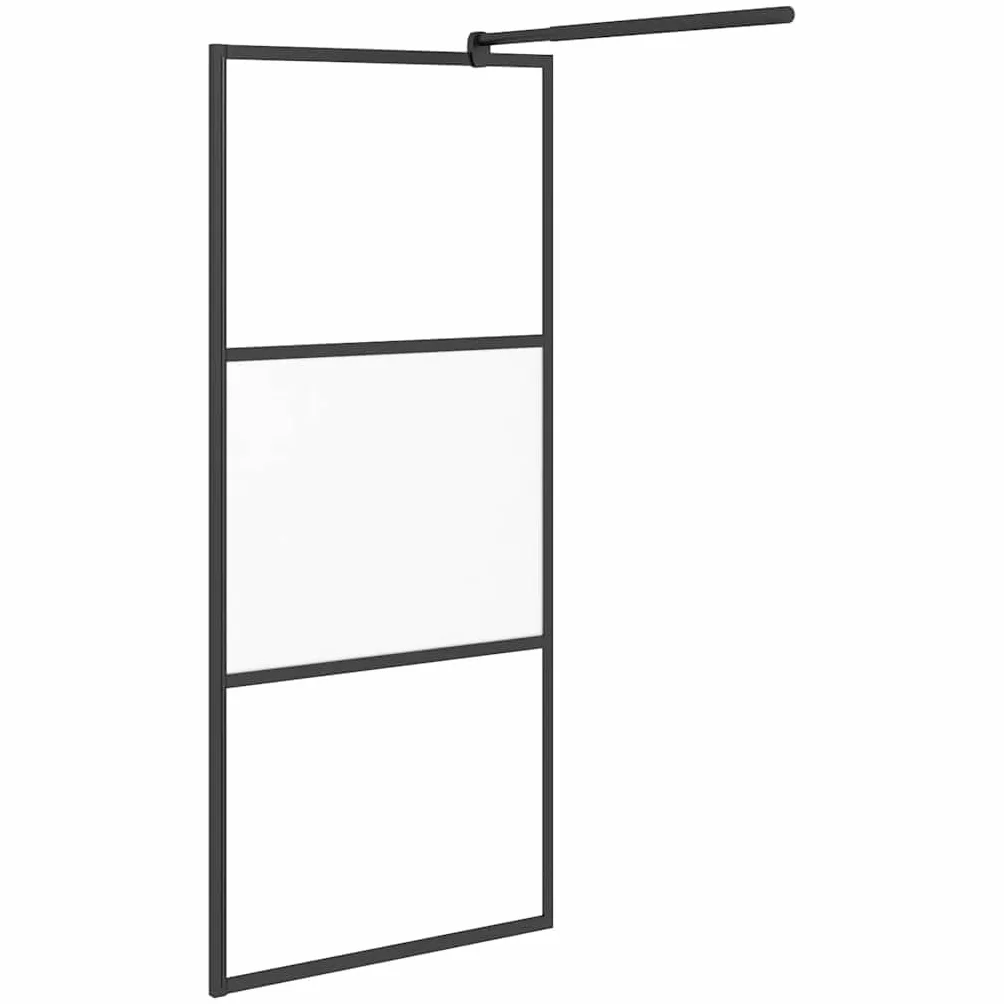 Fengshui Ścianka prysznicowa ESG 5 mm 90 x 195 cm czarna Walk-In | Ścianka prysznicowa, aluminiowa rama, regulowany profil, łatwa w utrzymaniu czystości