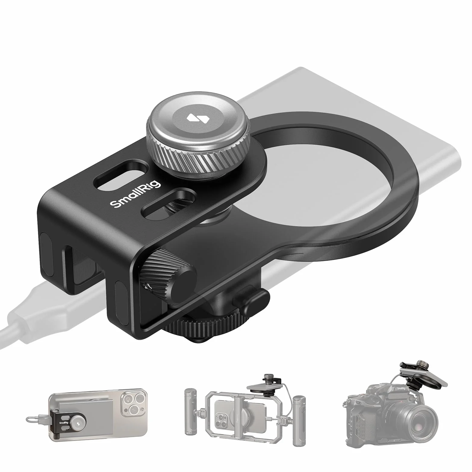 SMALLRIG SSD Holder 2-in-1 SSD Mount Bracket for MagSafe with Cold Shoe Cable Clamp, Kompatybilny z Dyskami SSD o Grubości 0,3–0,6 cala do Dysków SSD Samsung T5 T7, do Dysków SSD SanDisk - 4779