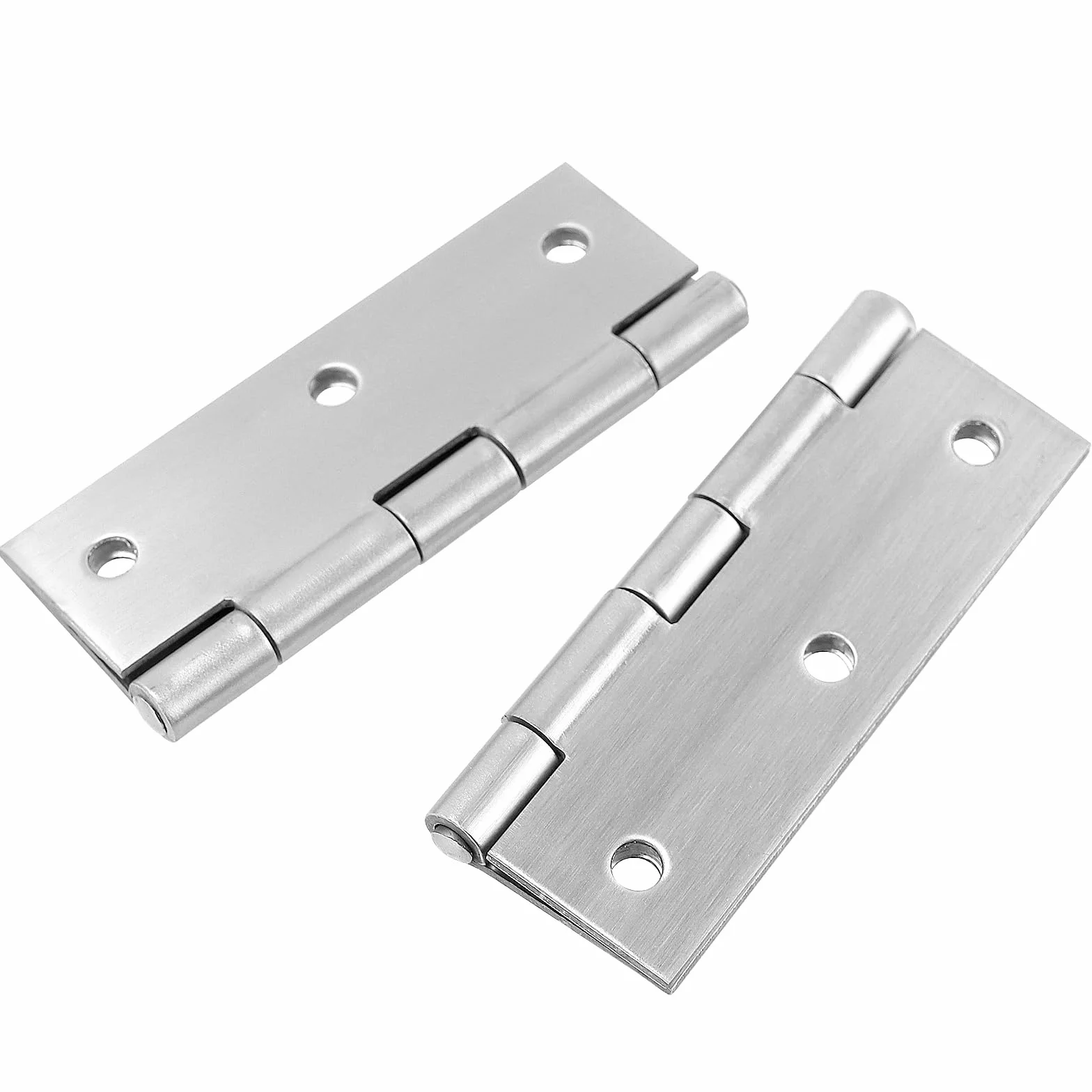 10 sztuk zawiasów ze stali nierdzewnej, 7,5 x 5 x 0,15 cm, srebrne, sk?adane, wytrzyma?e, metalowe zawiasy drzwiowe ze ?rub?, do u?ytku wewn?trz i na zewn?trz, drzwi, okien, szafek