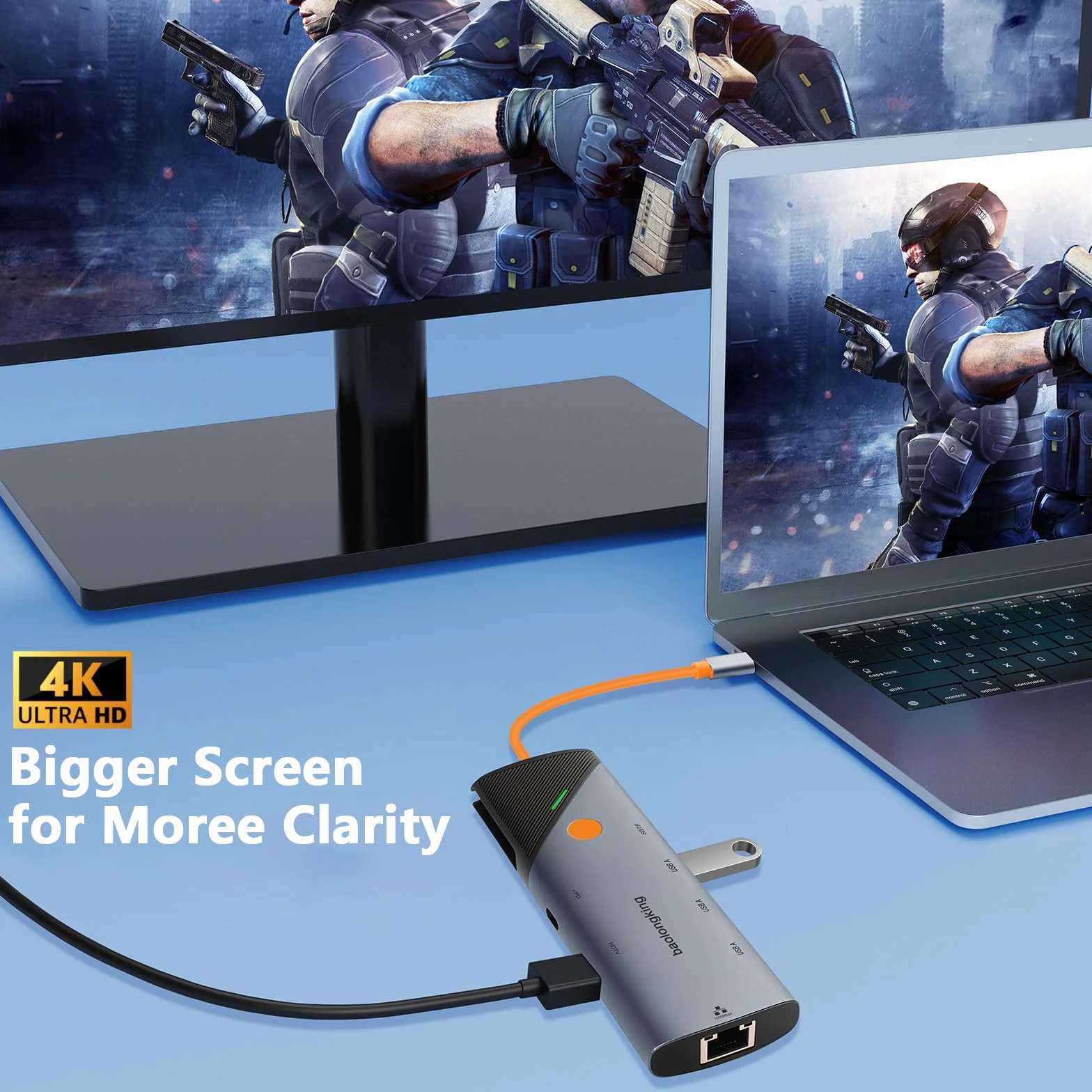 Koncentrator USB-C 8 w 1 4K HDMI Gigabit Ethernet USB-A PD SD/TF MacBook HP iPad Surface