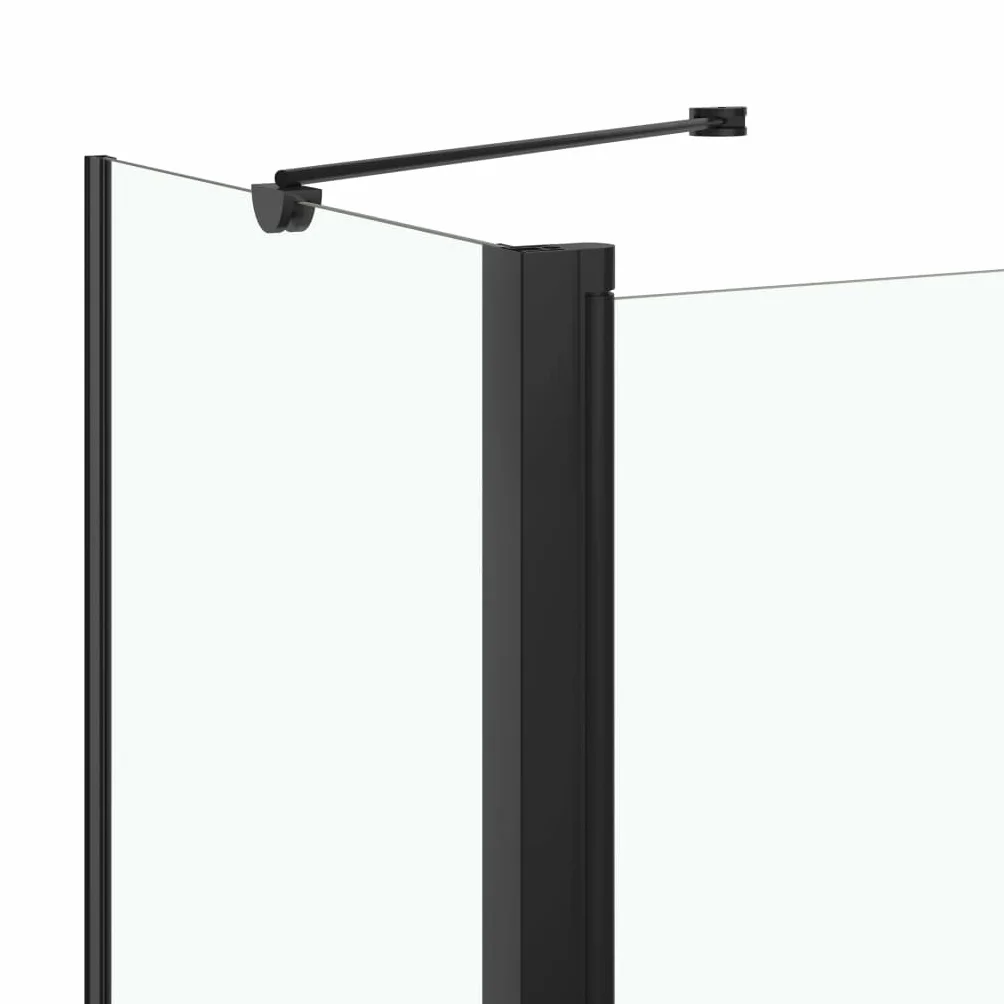 Nakładka na wannę, 2-krotnie składana, ESG, kabina prysznicowa z czarną ramą aluminiową 120 x 68 x 130 cm, ścianka prysznicowa z uchwytem na ręczniki, ścianka prysznicowa do wanny, wejścia