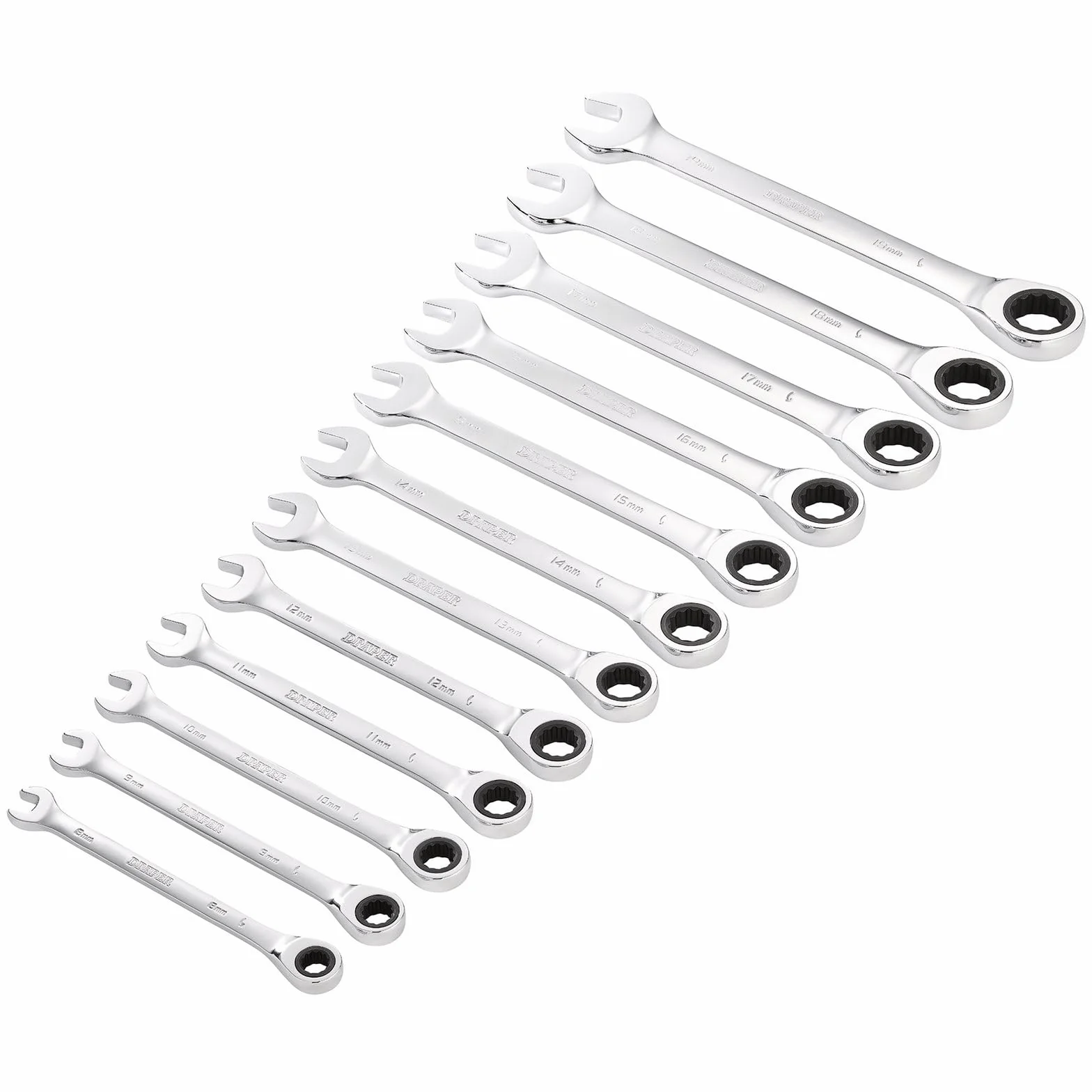 Draper 27689 HI-TORQ Zestaw kluczy płasko-oczkowych z grzechotką (12 szt.)