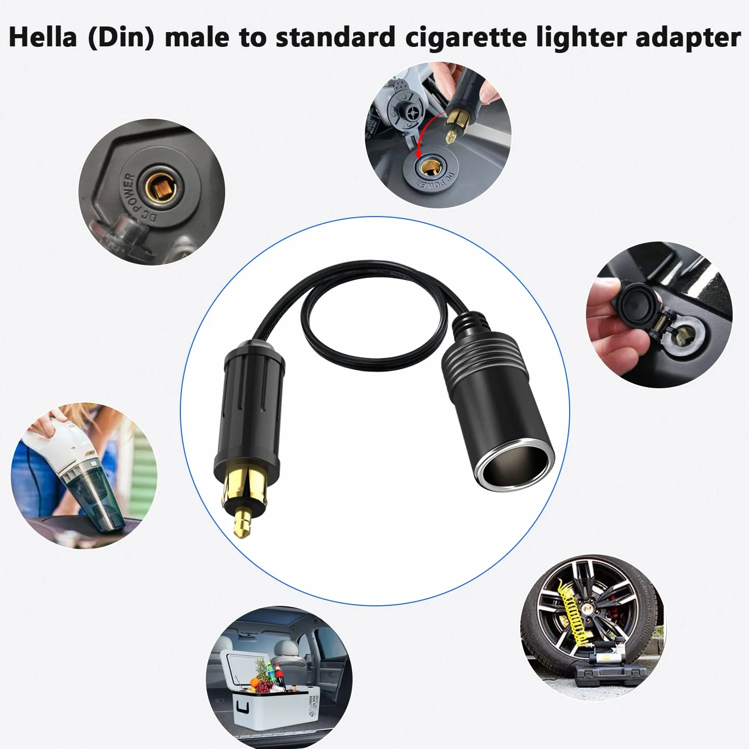 Wtyczka DIN do gniazda zapalniczki samochodowej 12V/24V wodoodporna podwójny port USB