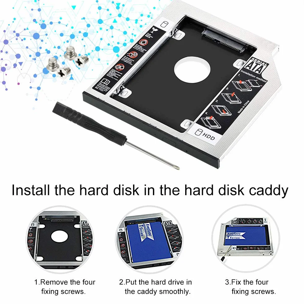 Rama dysku SSD/HDD 9,5 mm SATA 2nd HDD do ASUS ACER HP Dell Benq Sony
