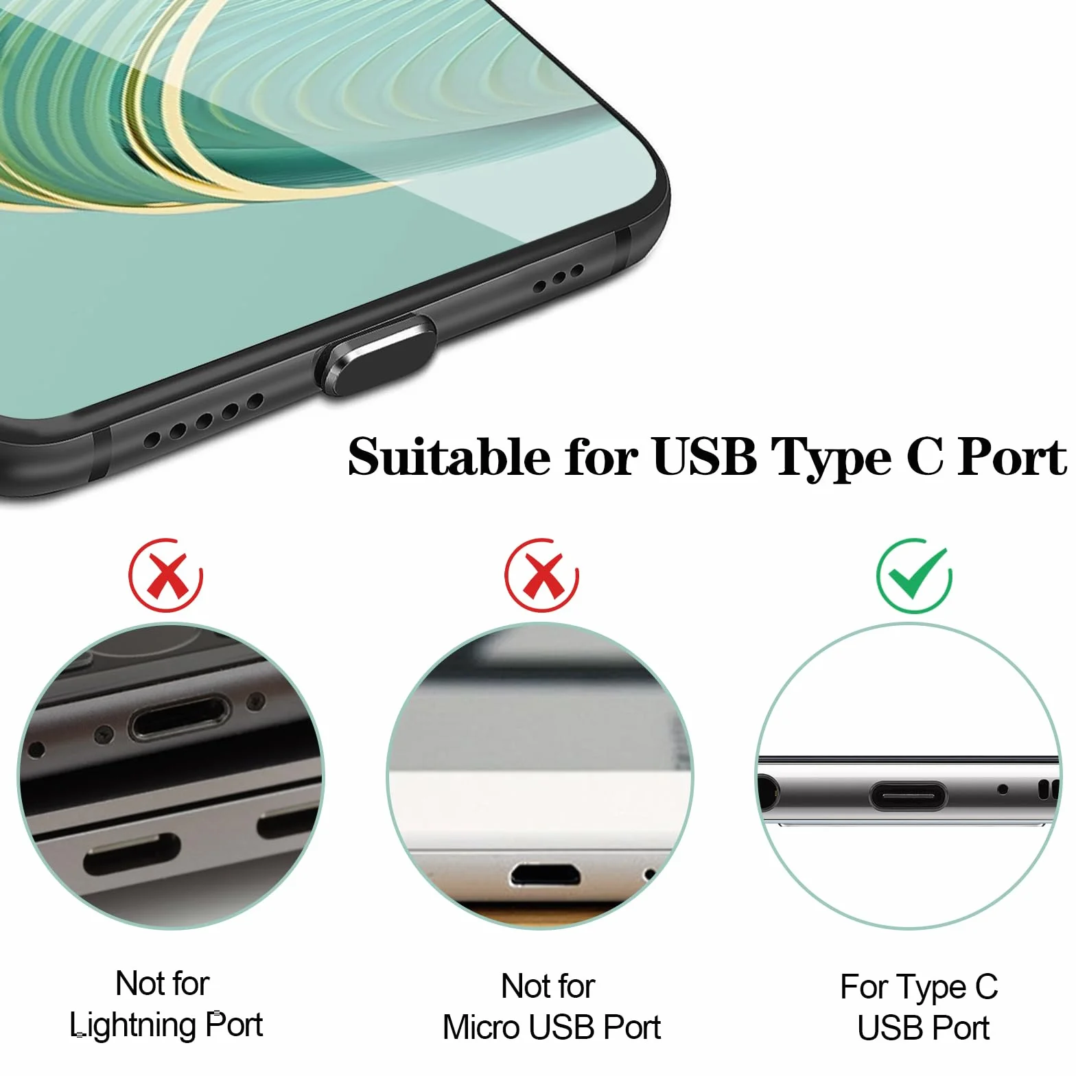 Zestaw do czyszczenia portu ładowania telefonu 7-częściowy, wtyczki przeciwpyłowe USB C, osłona ochronna
