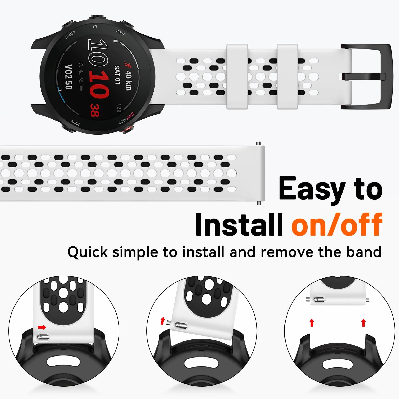 Pasek do zegarka Garmin Forerunner 265, Forerunner 255, Vivoactive 4, Venu 3, Venu 2, 22 mm, zapasowy pasek, miękki silikon