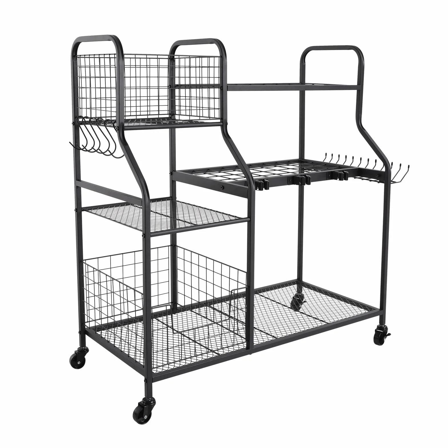 Organizer na narzędzia ogrodowe 91,95*41,91*94cm Garden Tool Organizer z 4* uniwersalnymi rolkami i podkładkami pod stopy, stojak na narzędzia ogrodowe do przechowywania narzędzi ogrodowych, urządzeń