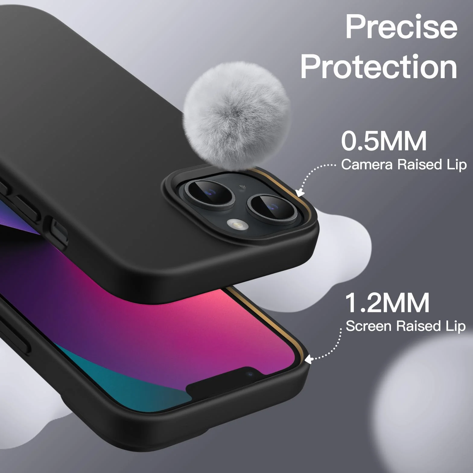 JETech Silikonowe Etui dla iPhone 13 6,1 Cala, Jedwabisty Miękki w Dotyku Futerał Ochronny na Całe Ciało, Odporny na Wstrząsy Pokrowiec z Podszewką z Mikrofibry (Czarny)