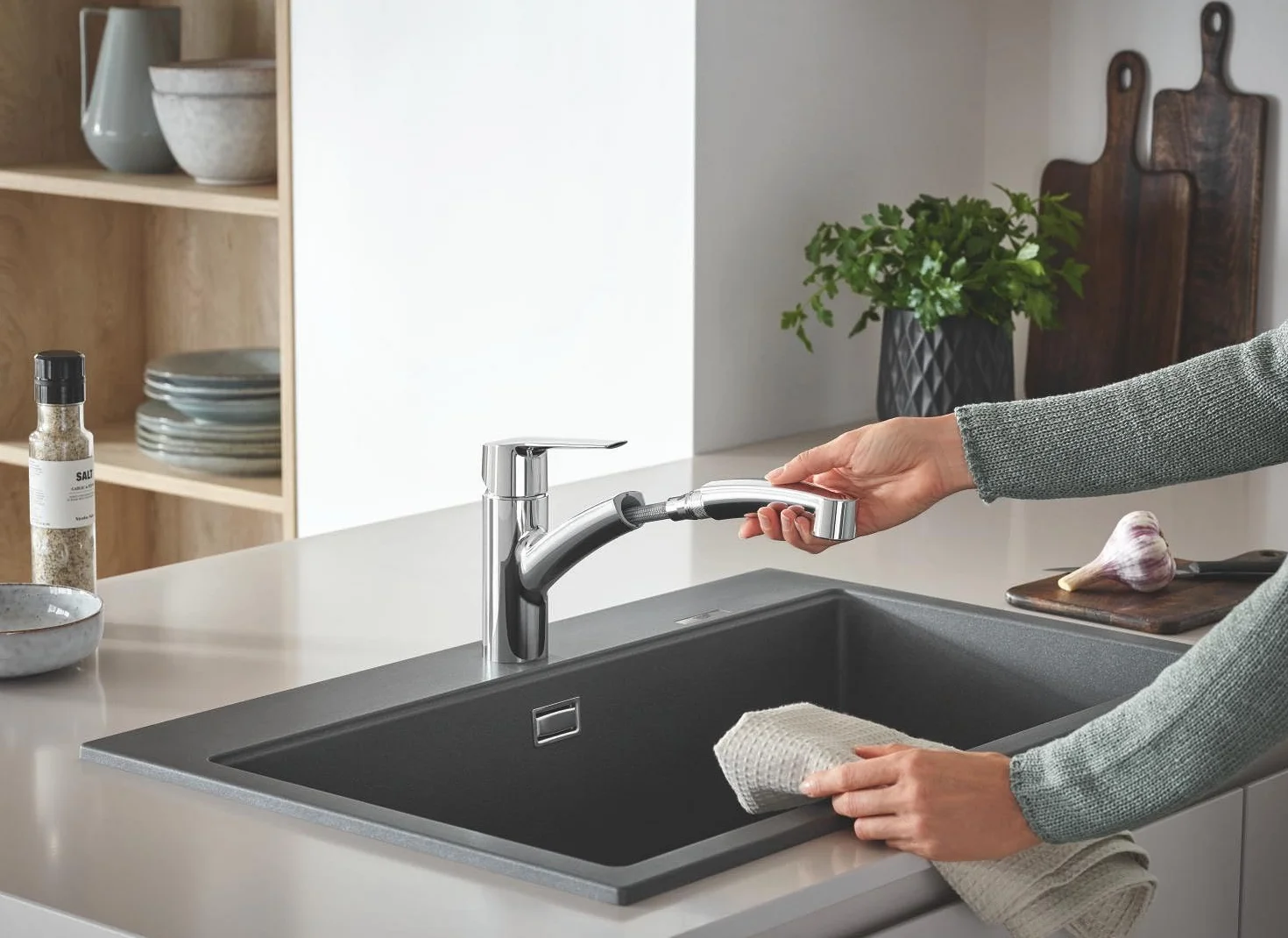 GROHE QUICKFIX Bateria zlewozmywakowa wysuwany prysznic 2-strumieniowy chrom