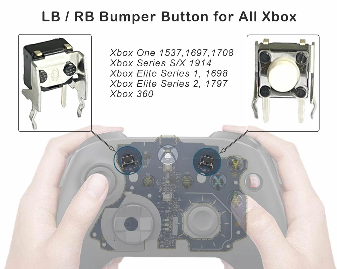 ElecGear 8x Przełącznikiem Dotykowym Zamienny do Xbox Kontrolera + Płyta grzewcza do rozlutowywania, przycisk zderzaka LB RB i specjalne narzędzia do naprawy rozlutowywania