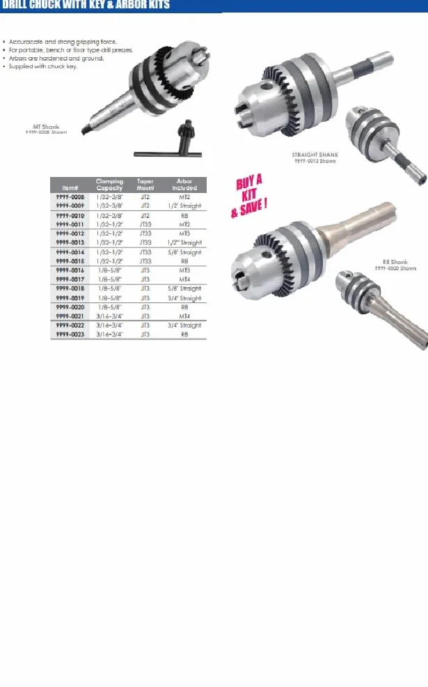 HHIP 9999-0009 Uchwyt wiertarski JT2 3/8" z trzpieniem prostym 1/2"